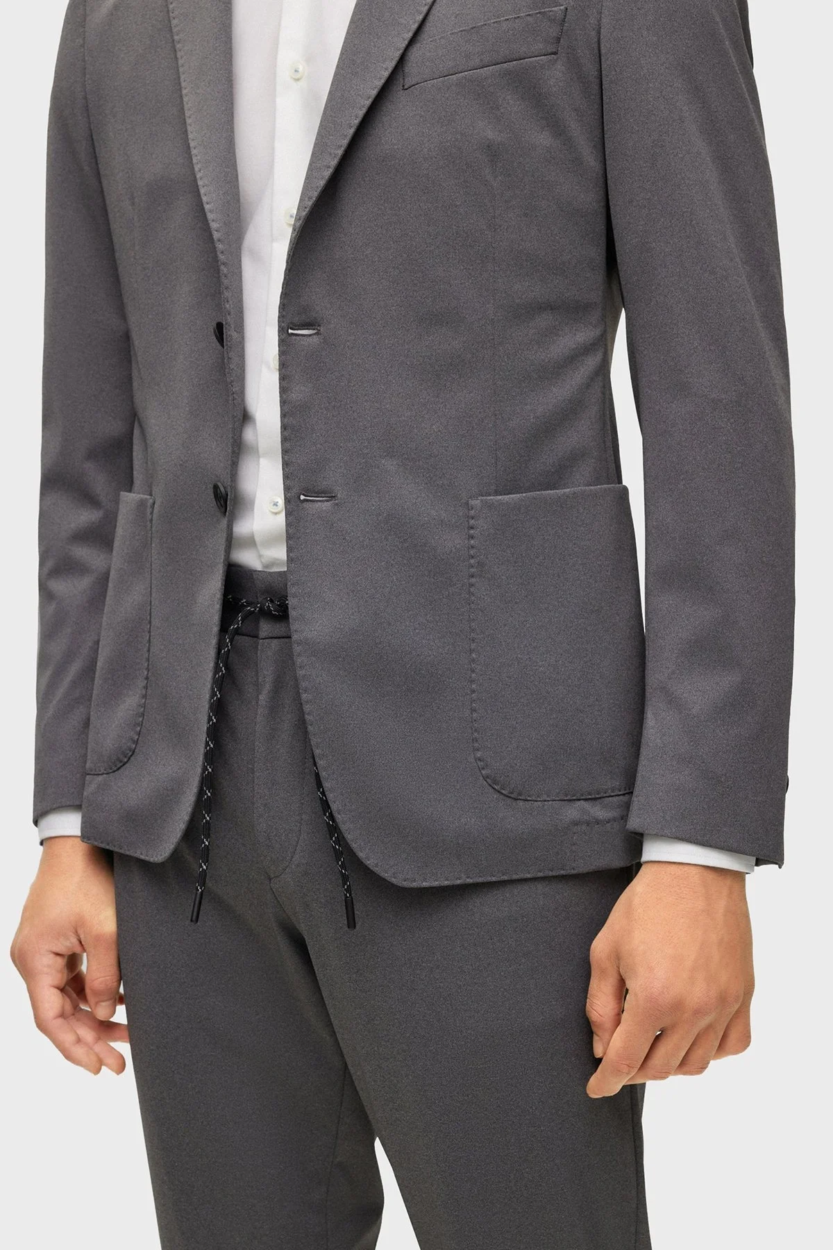 Boss Mikro Desenli Streç Kumaş Slim Fit Çift Yırtmaçlı Erkek Ceket 50489464 041 GRİ - 5