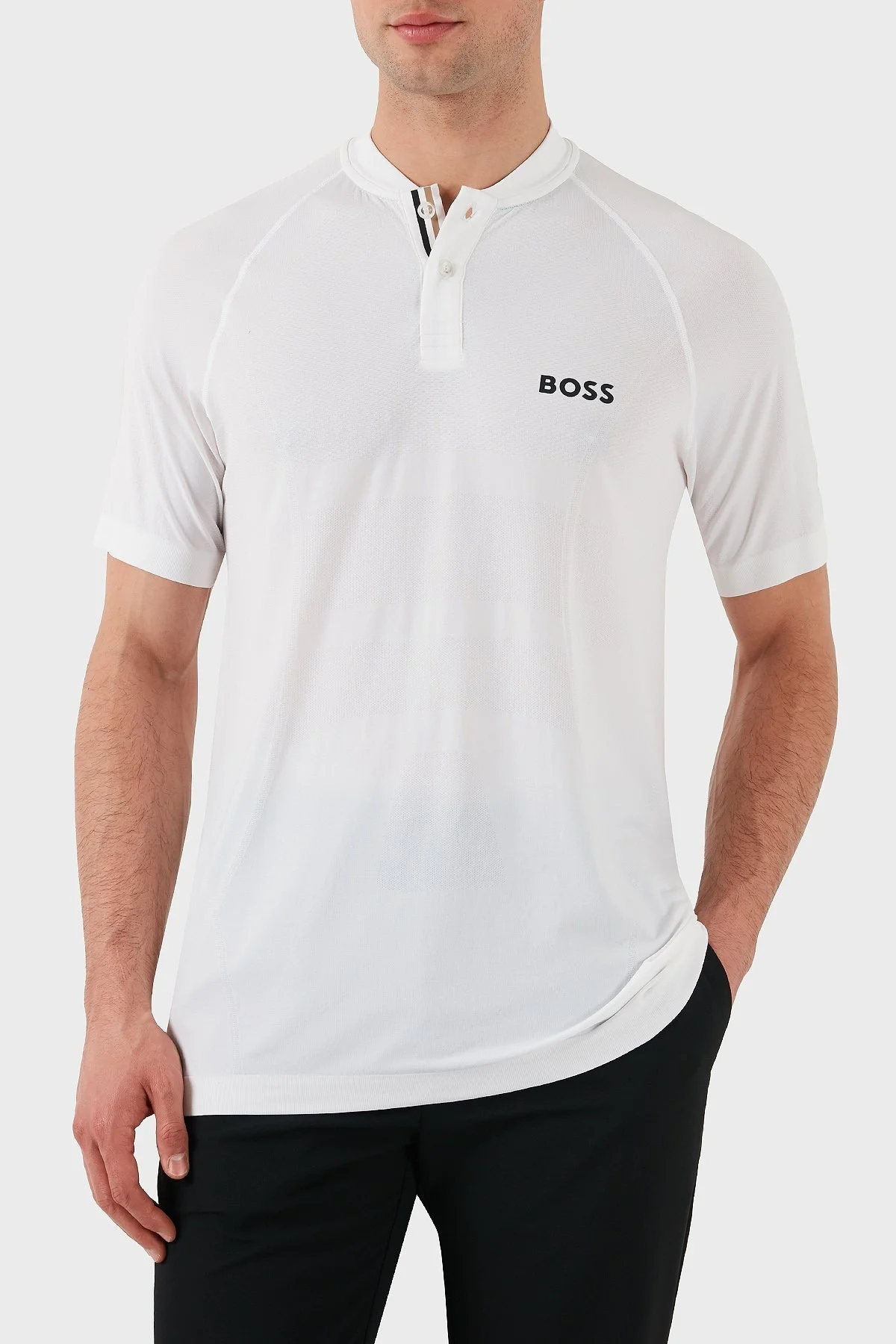 Boss Minimal Logo Baskılı Regular Fit Düğmeli Kolej Yaka Erkek T Shirt 50506189 100 BEYAZ - 1