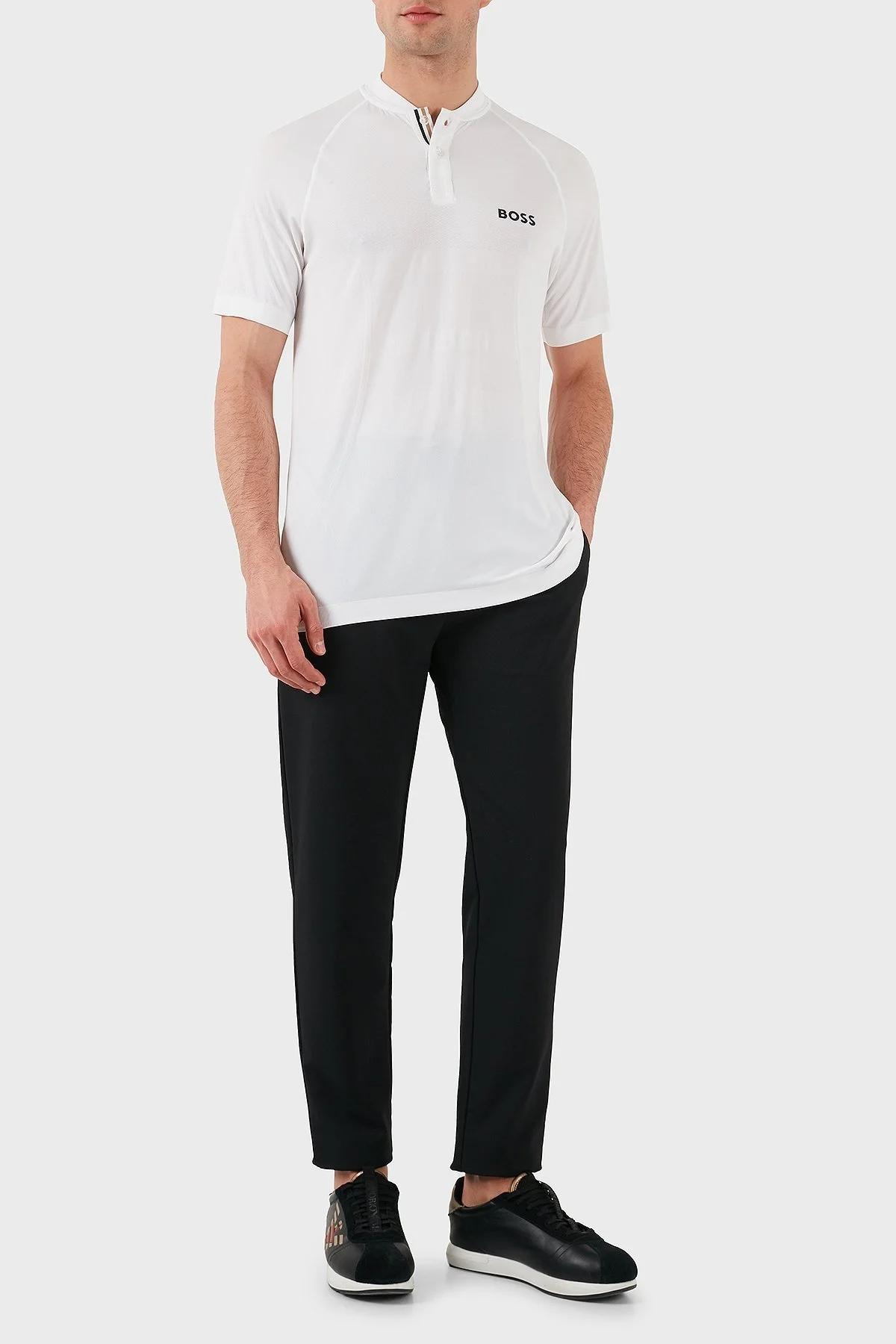 Boss Minimal Logo Baskılı Regular Fit Düğmeli Kolej Yaka Erkek T Shirt 50506189 100 BEYAZ - 2