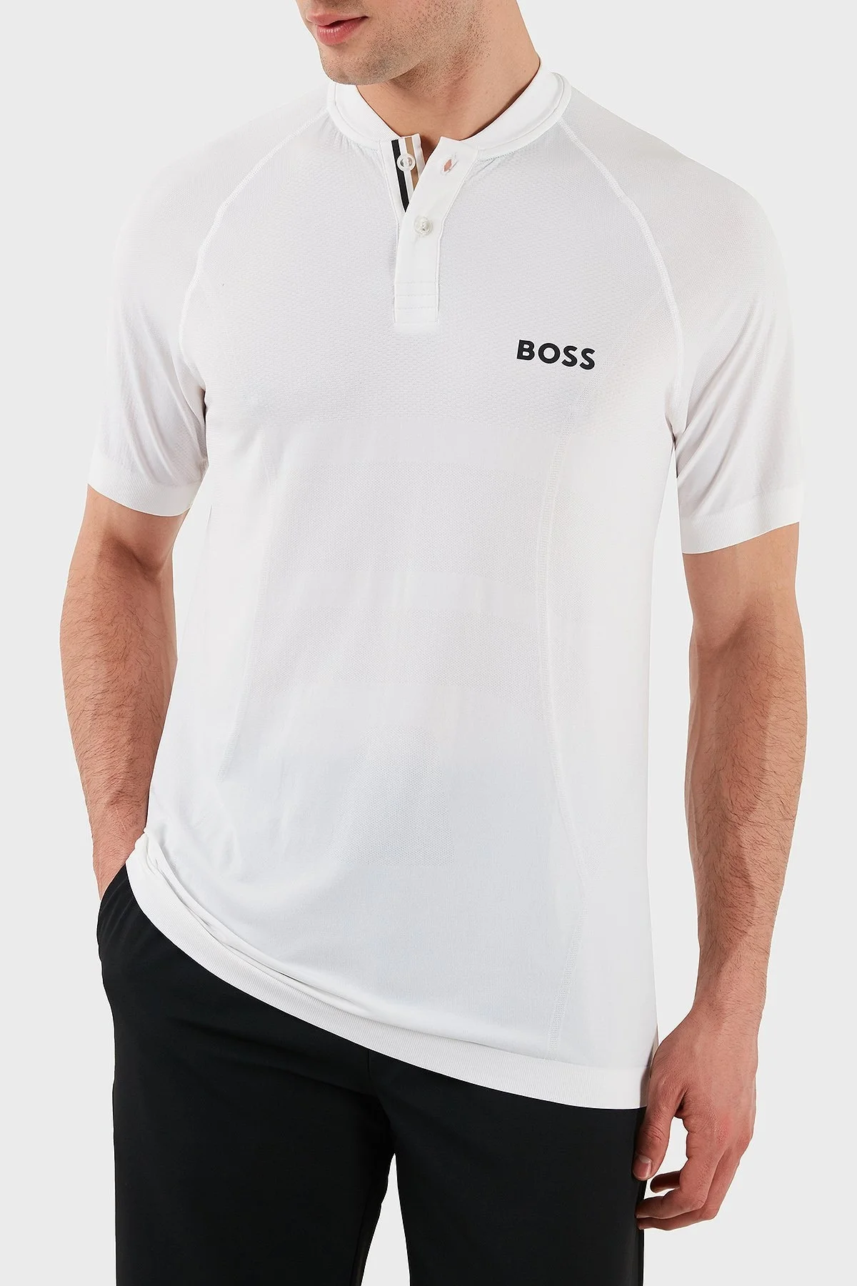 Boss Minimal Logo Baskılı Regular Fit Düğmeli Kolej Yaka Erkek T Shirt 50506189 100 BEYAZ - 5