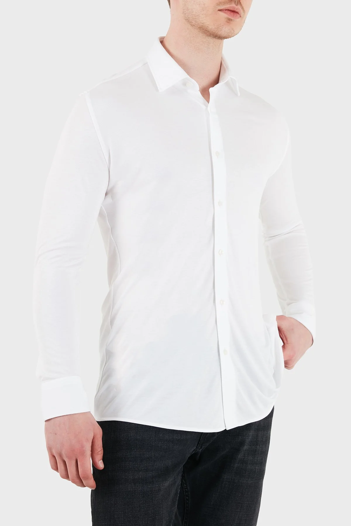 Boss Modal Slim Fit Klasik Yaka Uzun Kol Erkek Gömlek 50561622 100 BEYAZ - 3