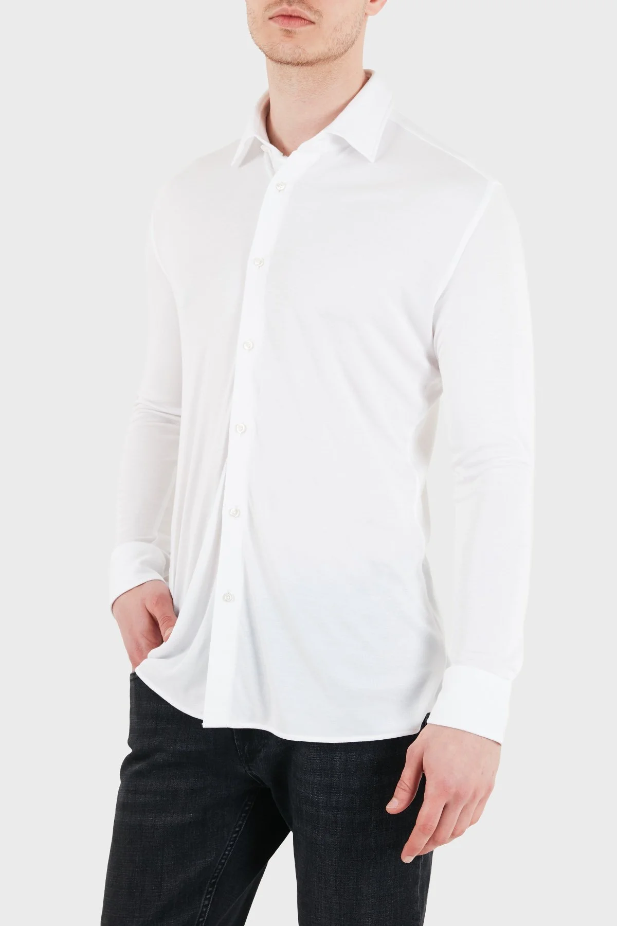 Boss Modal Slim Fit Klasik Yaka Uzun Kol Erkek Gömlek 50561622 100 BEYAZ - 4