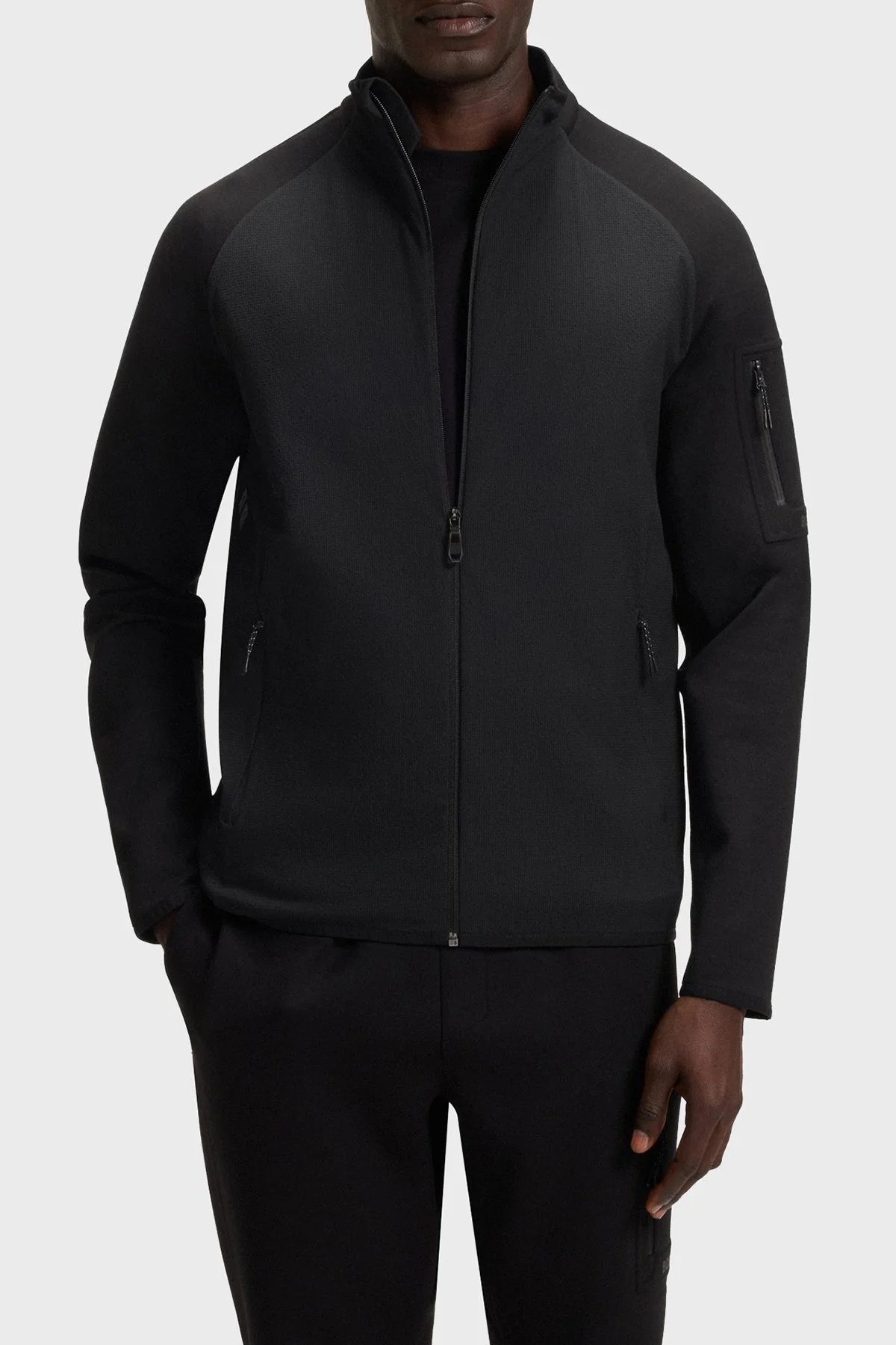 Boss Modal ve Pamuk Karışımlı Regular Fit Dik Yaka Fermuarlı Logolu Erkek Sweat 50543906 001 SİYAH - 1