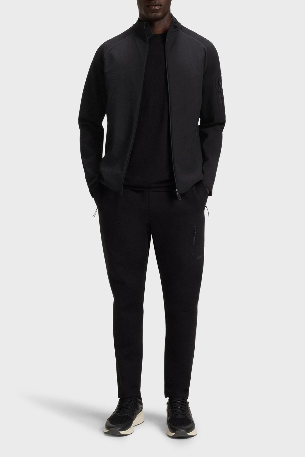 Boss Modal ve Pamuk Karışımlı Regular Fit Dik Yaka Fermuarlı Logolu Erkek Sweat 50543906 001 SİYAH - 2