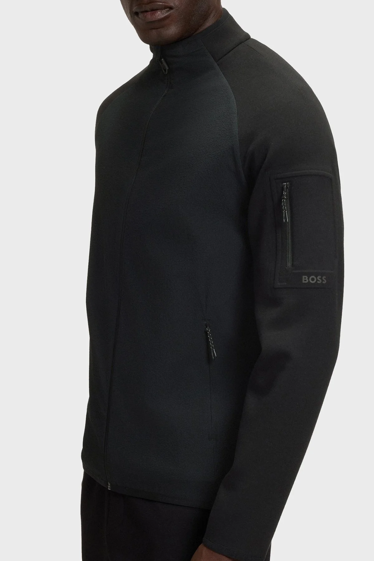 Boss Modal ve Pamuk Karışımlı Regular Fit Dik Yaka Fermuarlı Logolu Erkek Sweat 50543906 001 SİYAH - 4