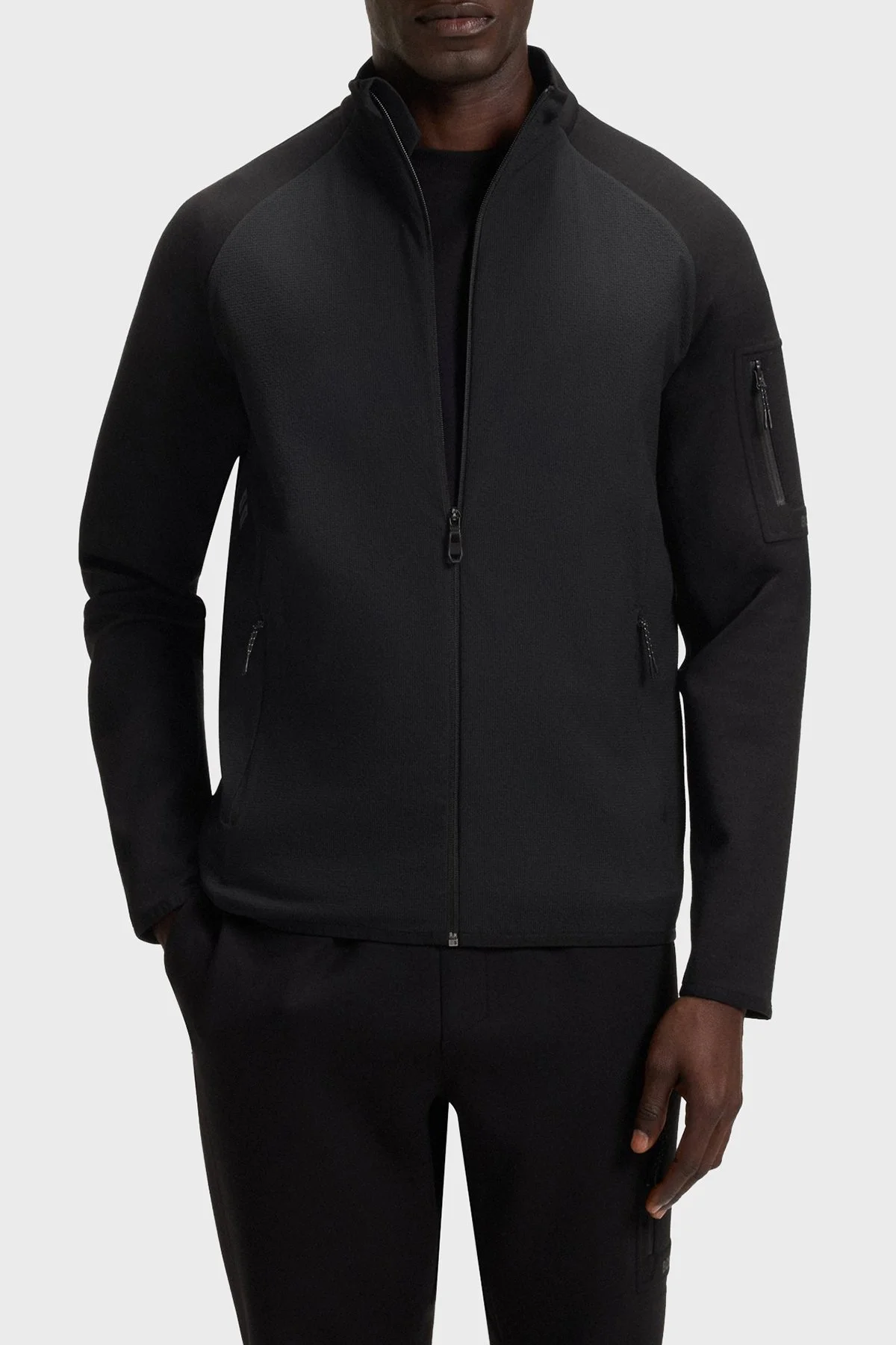 Boss Modal ve Pamuk Karışımlı Regular Fit Dik Yaka Fermuarlı Logolu Erkek Sweat 50543906 001 SİYAH - 1