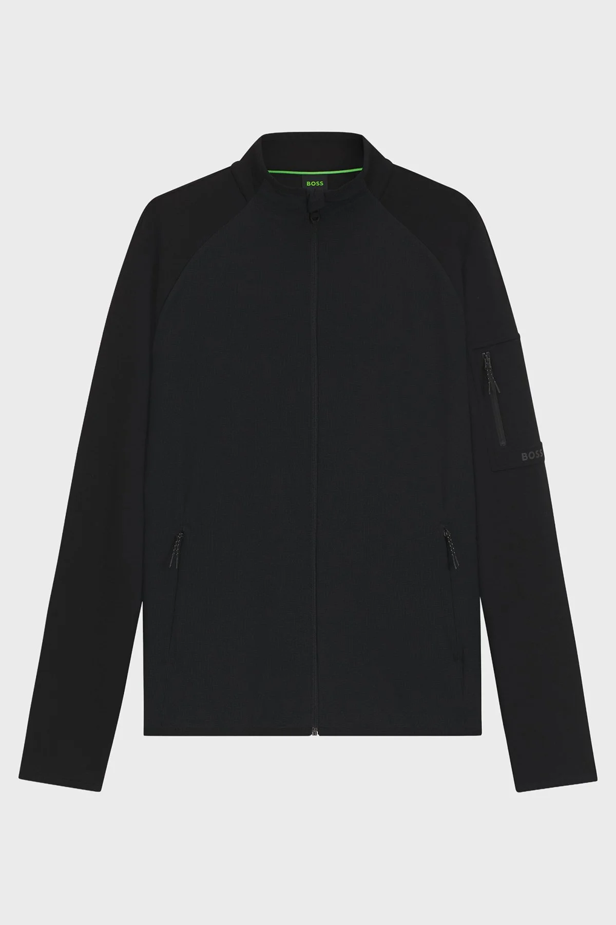 Boss Modal ve Pamuk Karışımlı Regular Fit Dik Yaka Fermuarlı Logolu Erkek Sweat 50543906 001 SİYAH - 5