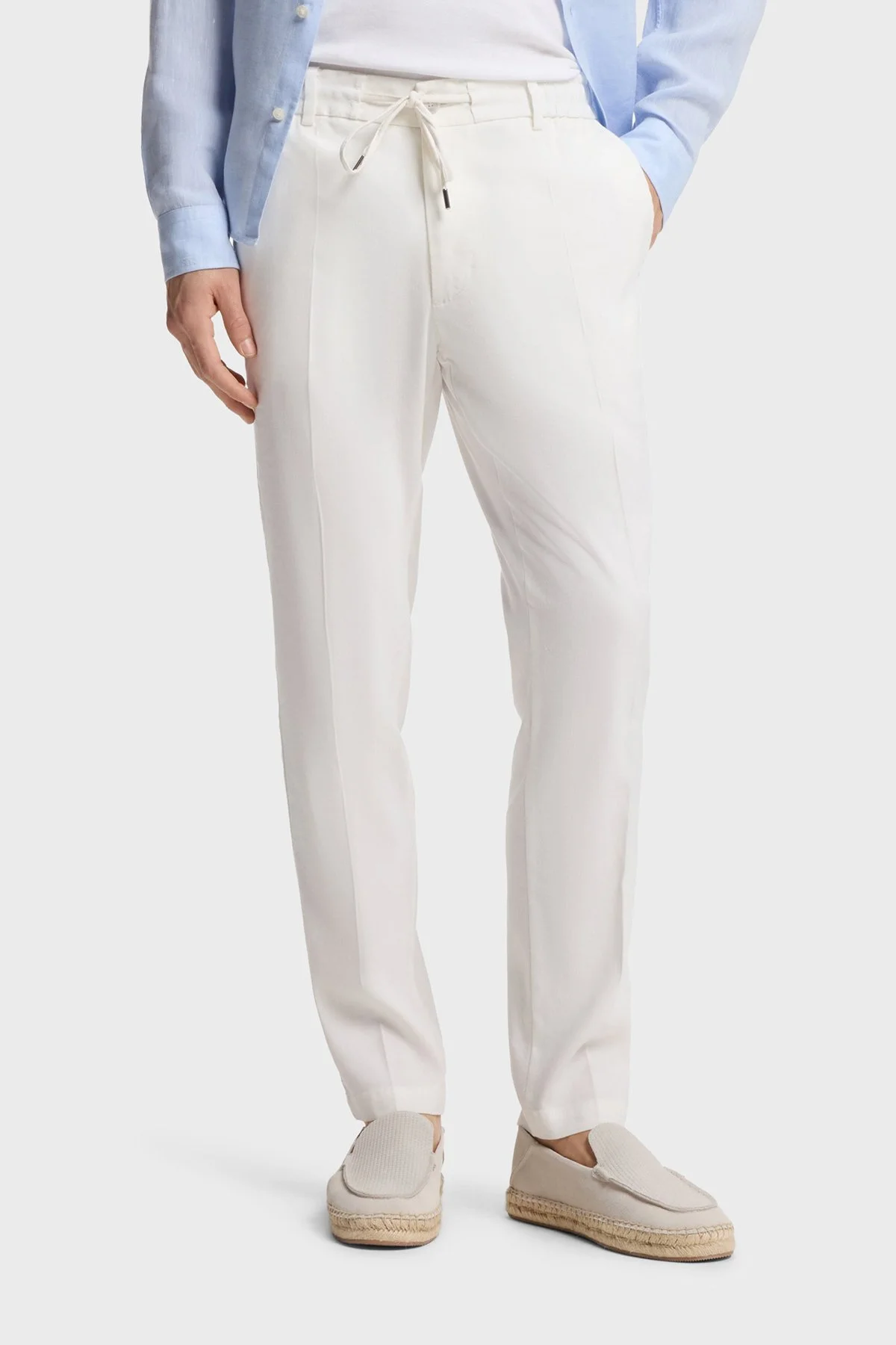 Boss Modern Kesimli Keten Karışımlı Erkek Pantolon 50557859 100 BEYAZ - 1