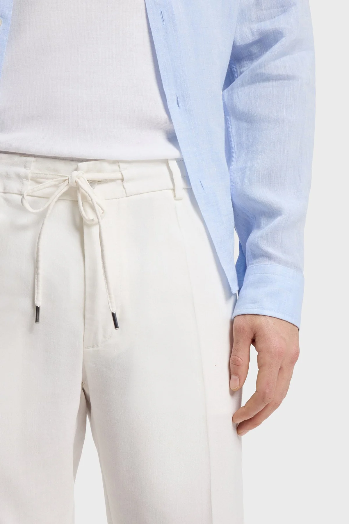 Boss Modern Kesimli Keten Karışımlı Erkek Pantolon 50557859 100 BEYAZ - 4