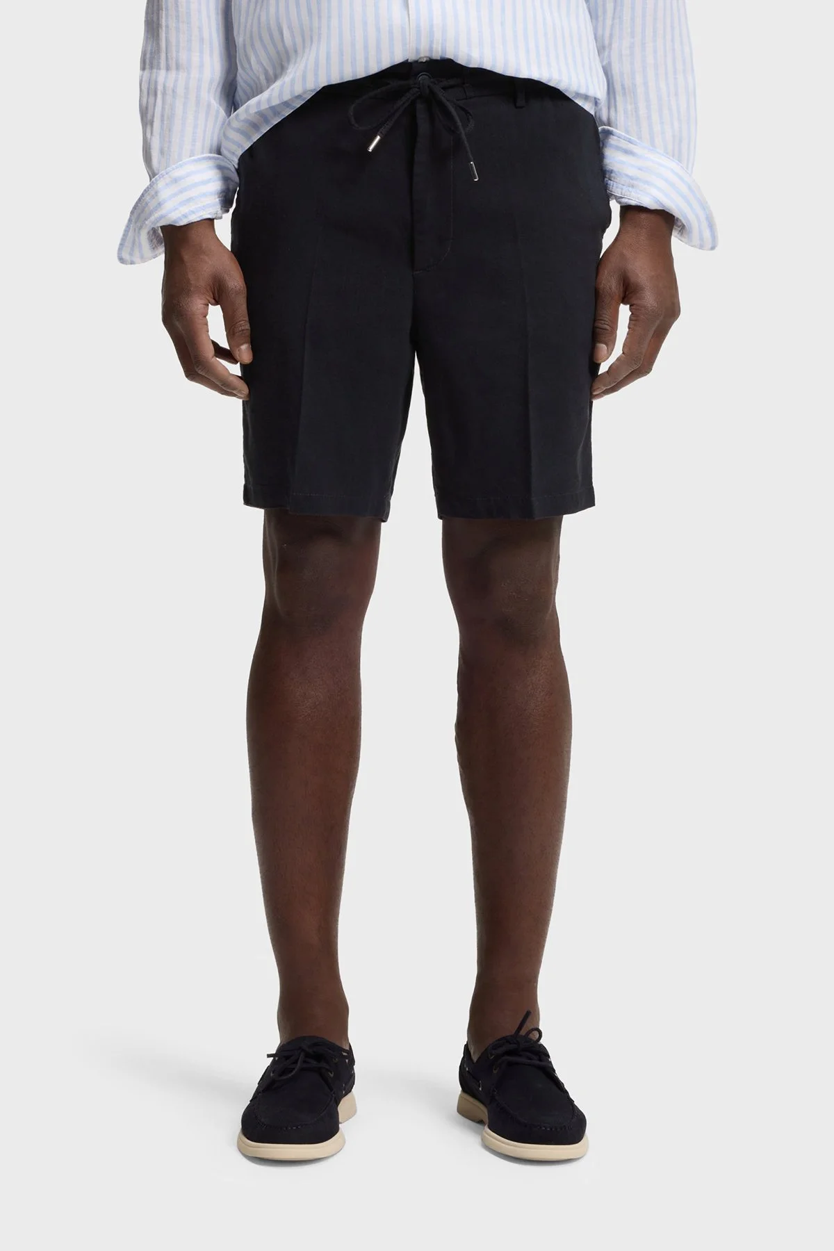 Boss Modern Kesimli Keten Karışımlı Erkek Şort 50557537 405 LACİVERT - 1