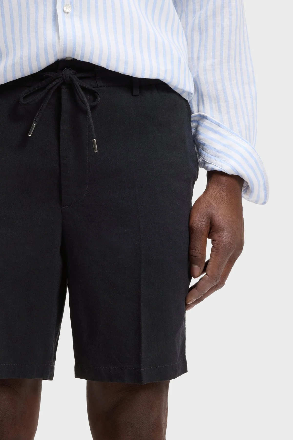 Boss Modern Kesimli Keten Karışımlı Erkek Şort 50557537 405 LACİVERT - 4