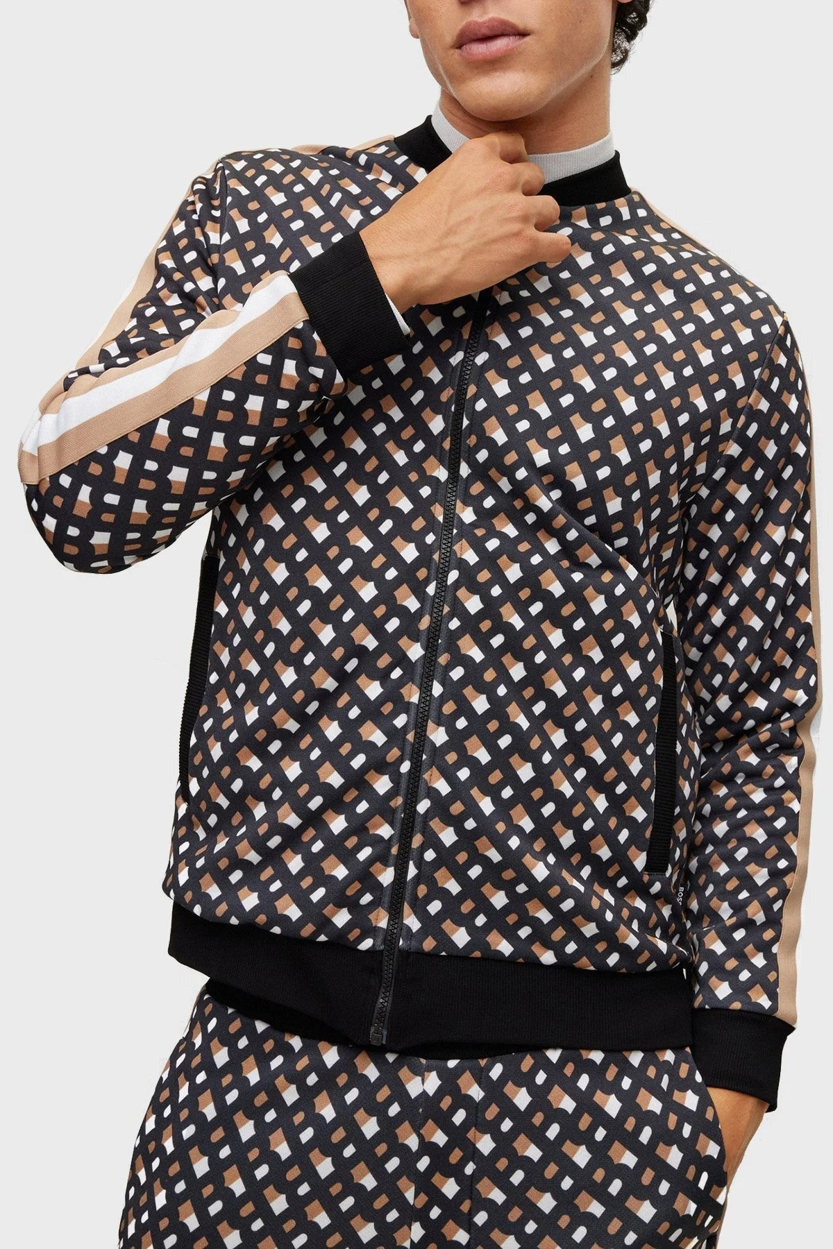 Boss Monogram Baskılı Fermuarlı Regular Fit Cepli Erkek Sweat 50485581 001 SİYAH - 6