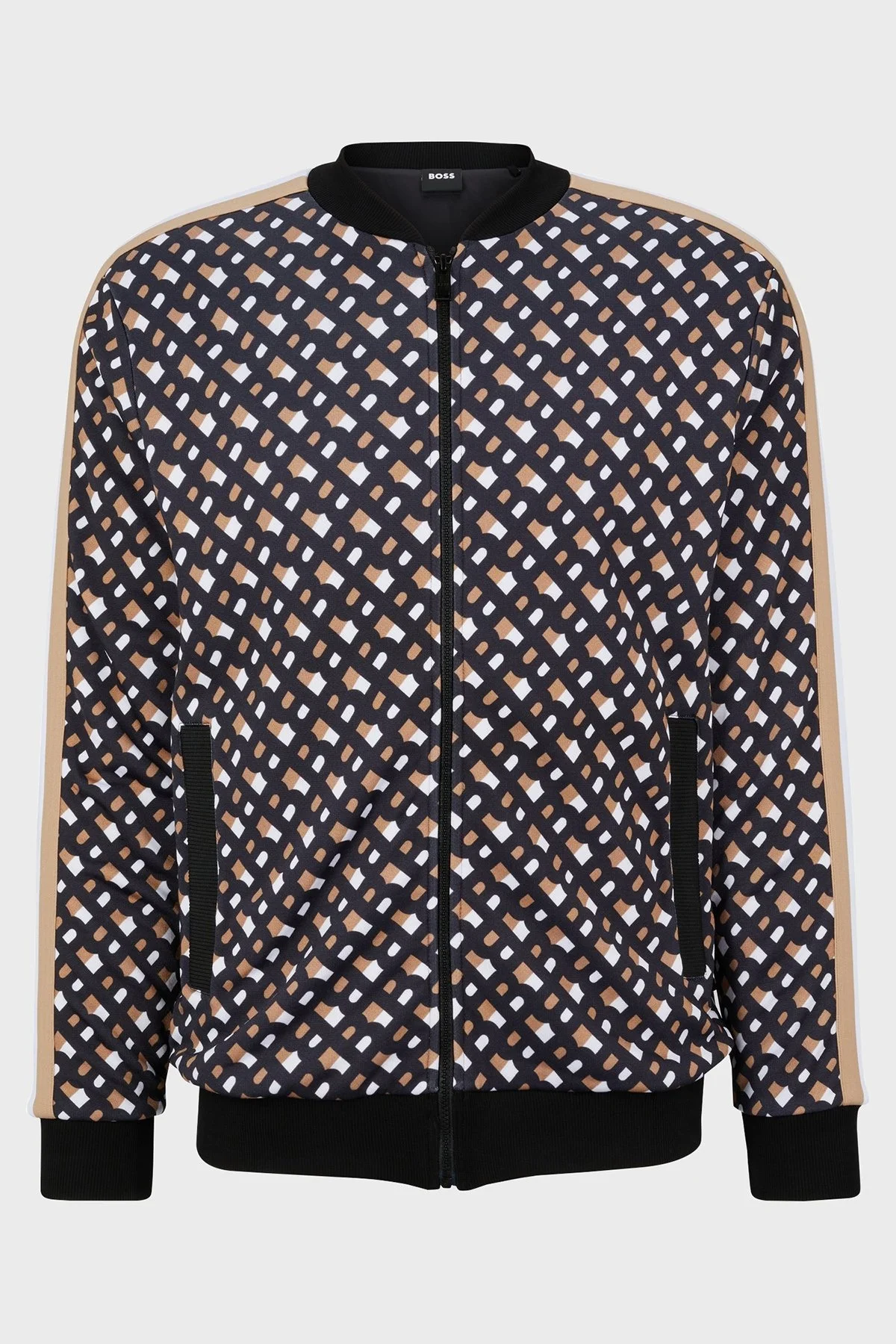 Boss Monogram Baskılı Fermuarlı Regular Fit Cepli Erkek Sweat 50485581 001 SİYAH - 10