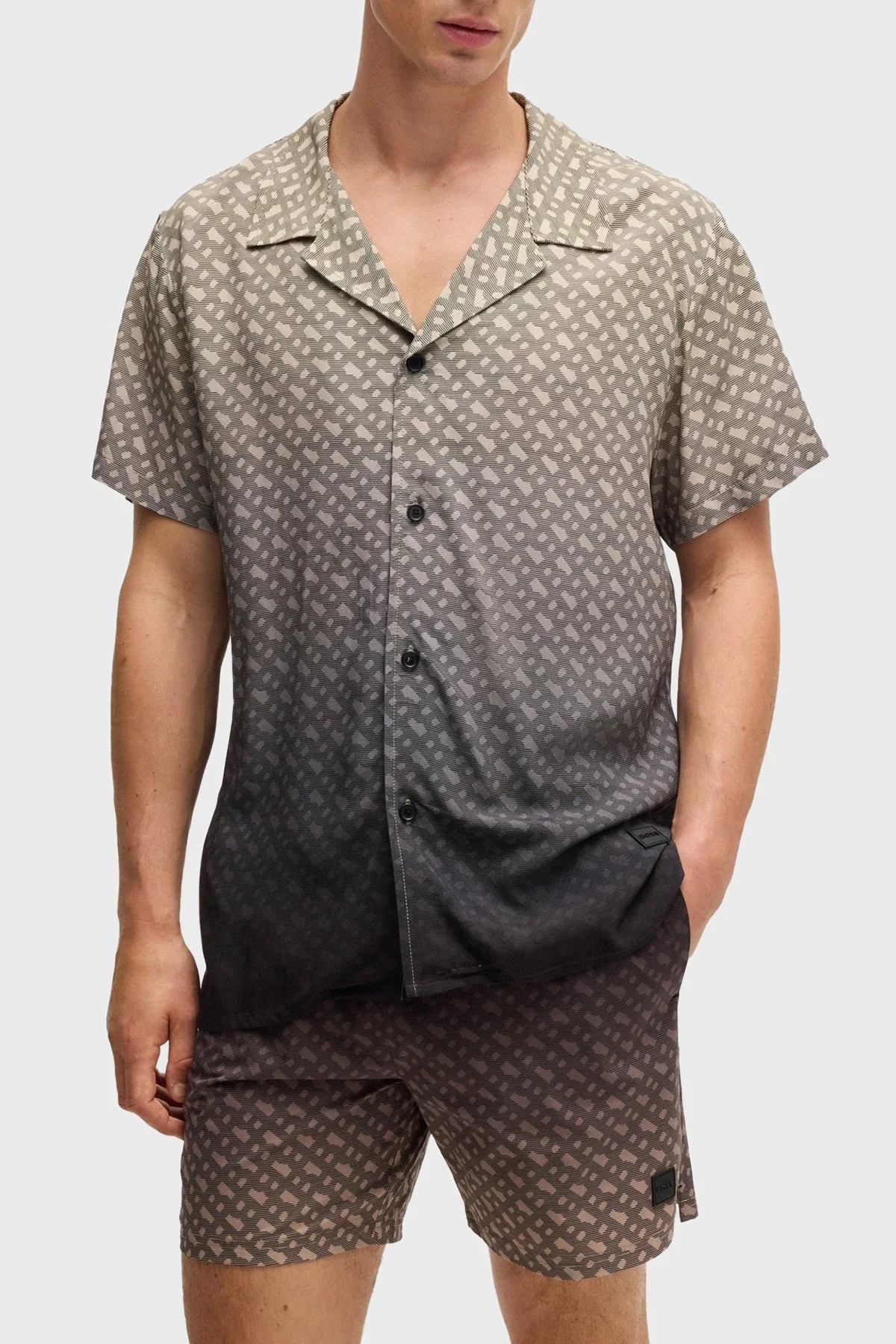 Boss Monogram Baskılı Regular Fit Erkek Gömlek 50534342 001 KAHVE - 1