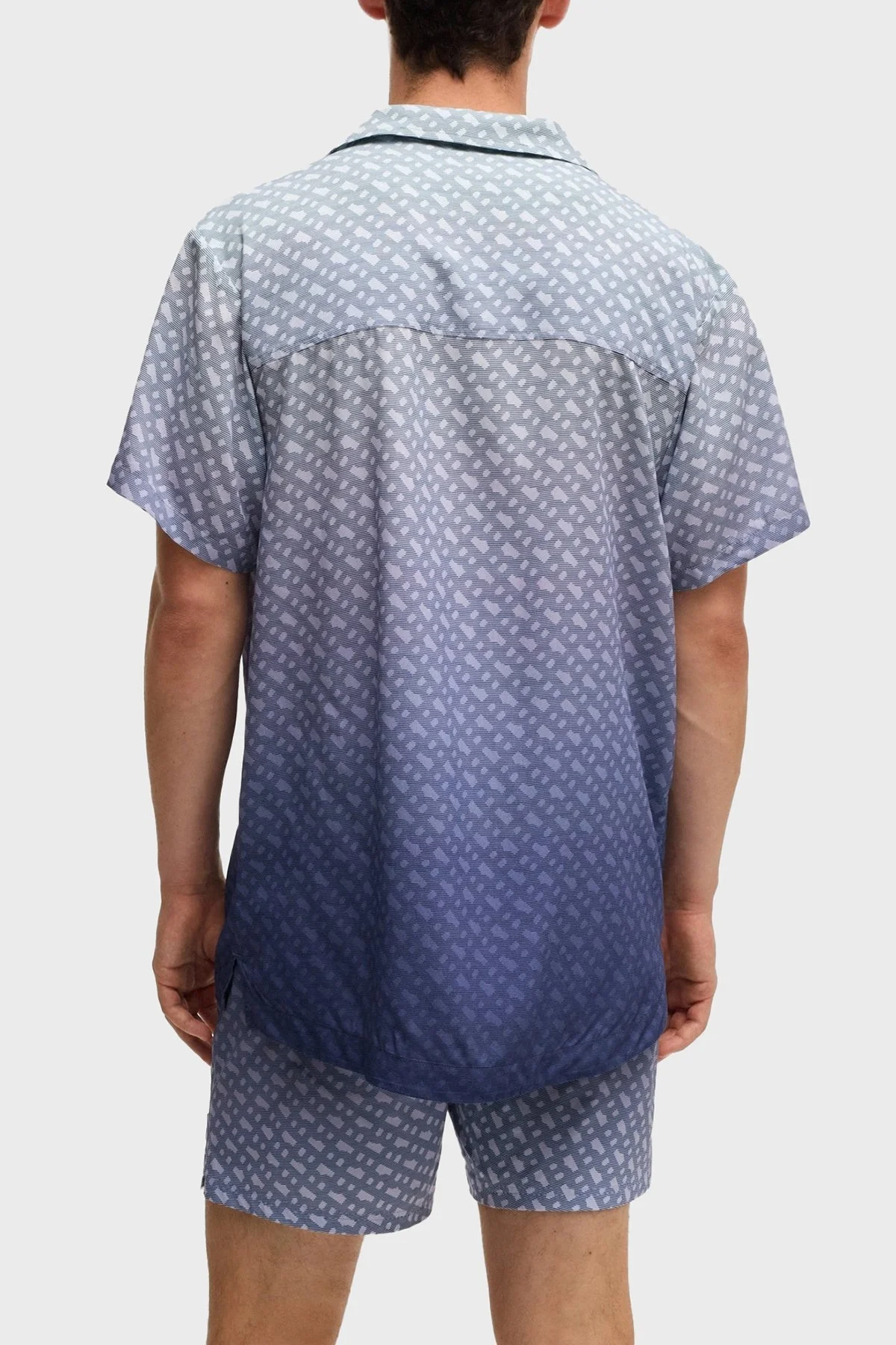 Boss Monogram Baskılı Regular Fit Erkek Gömlek 50534342 413 MAVİ - 2