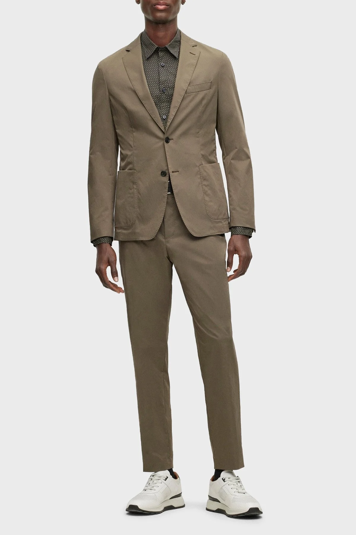 Boss Monogram Baskılı Streç Pamuklu Slim Fit Erkek Gömlek 50497058 337 AÇIK YEŞİL - 3