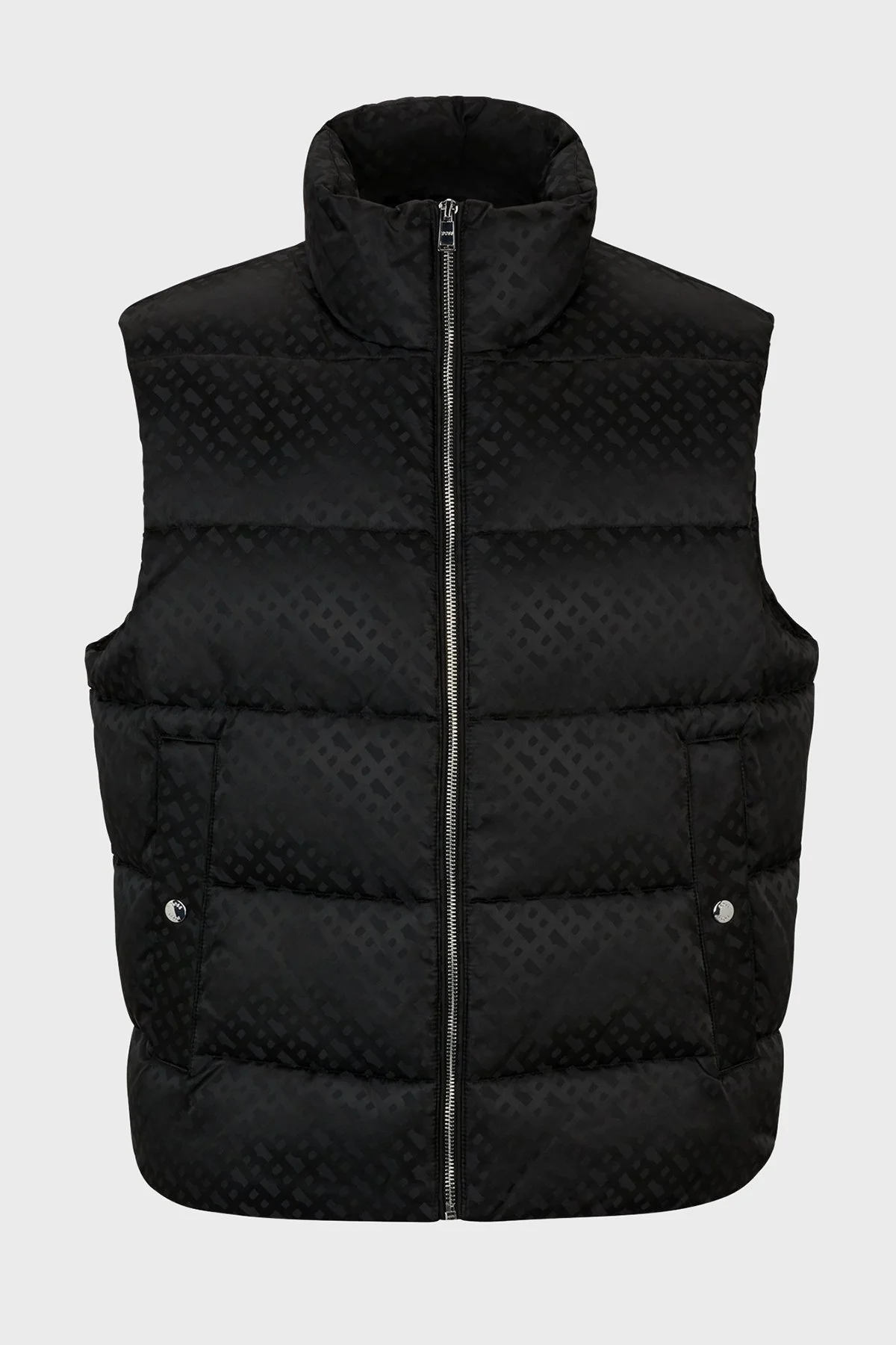 Boss Monogram Desenli Fermuarlı Su İtici Regular Fit Şişme Erkek Yelek 50497772 001 SİYAH - 6