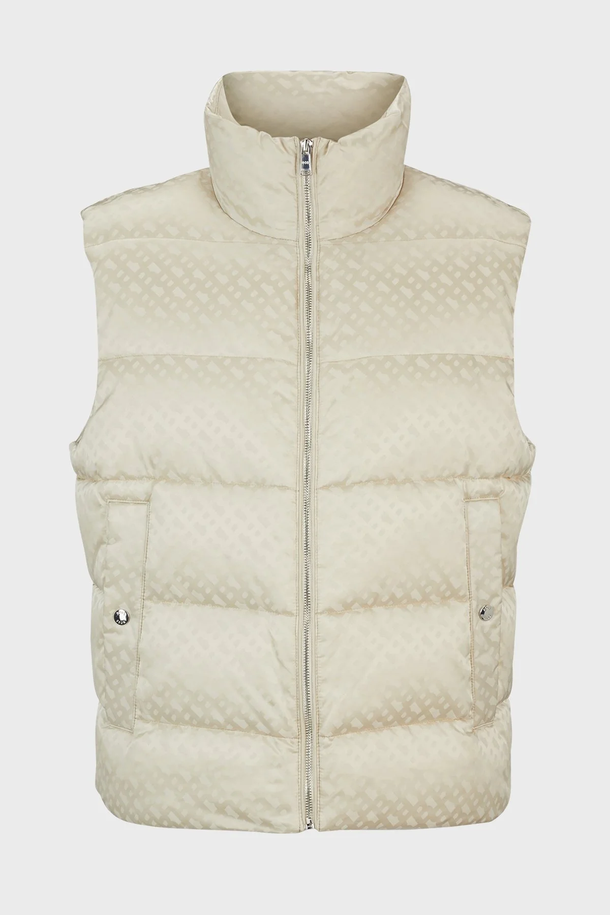 Boss Monogram Desenli Fermuarlı Su İtici Regular Fit Şişme Erkek Yelek 50497772 131 BEJ - 6