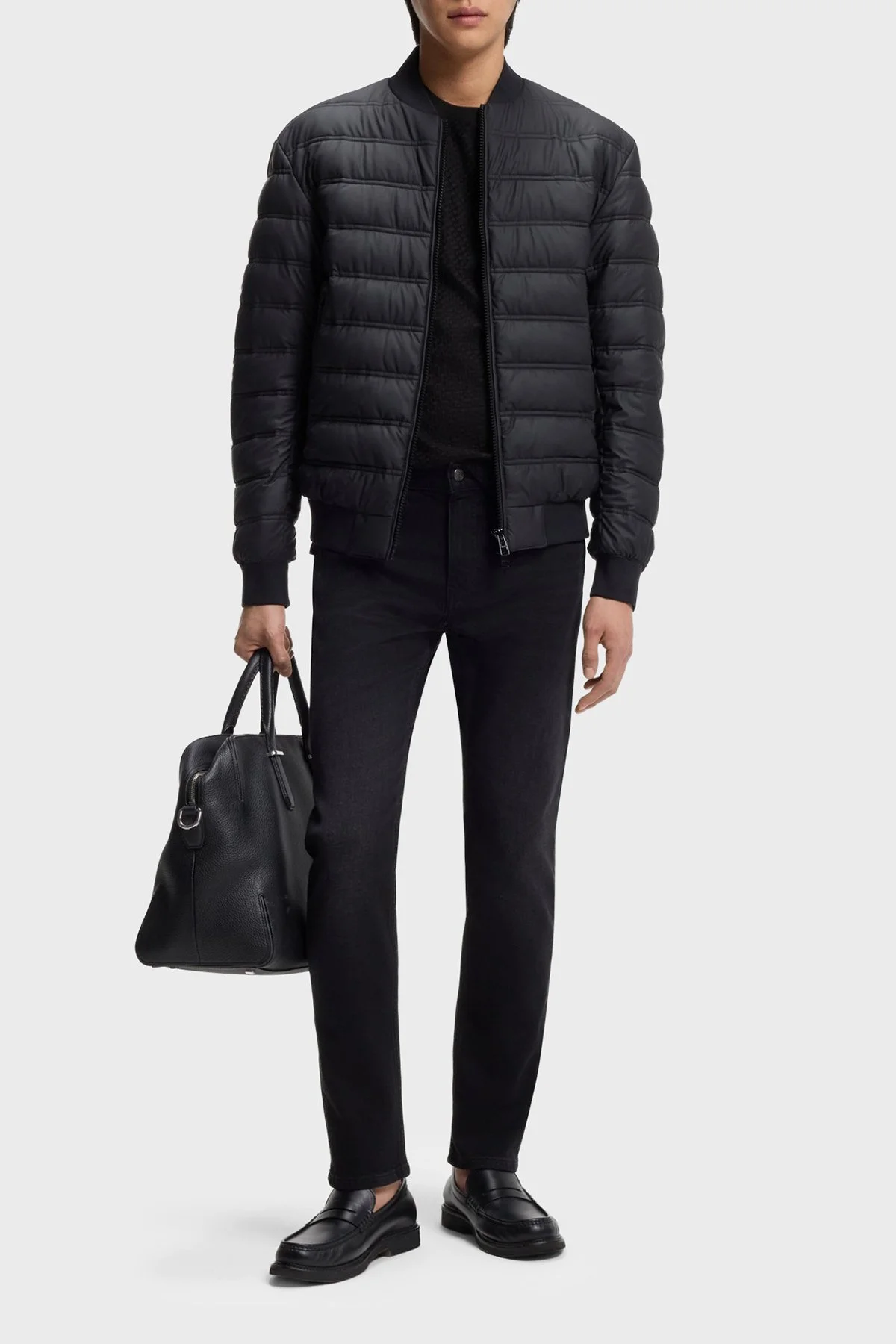 Boss Monogram Jakarlı % 100 Pamuk Regular Fit Bisiklet Yaka Erkek T Shirt 50557395 001 SİYAH - 2