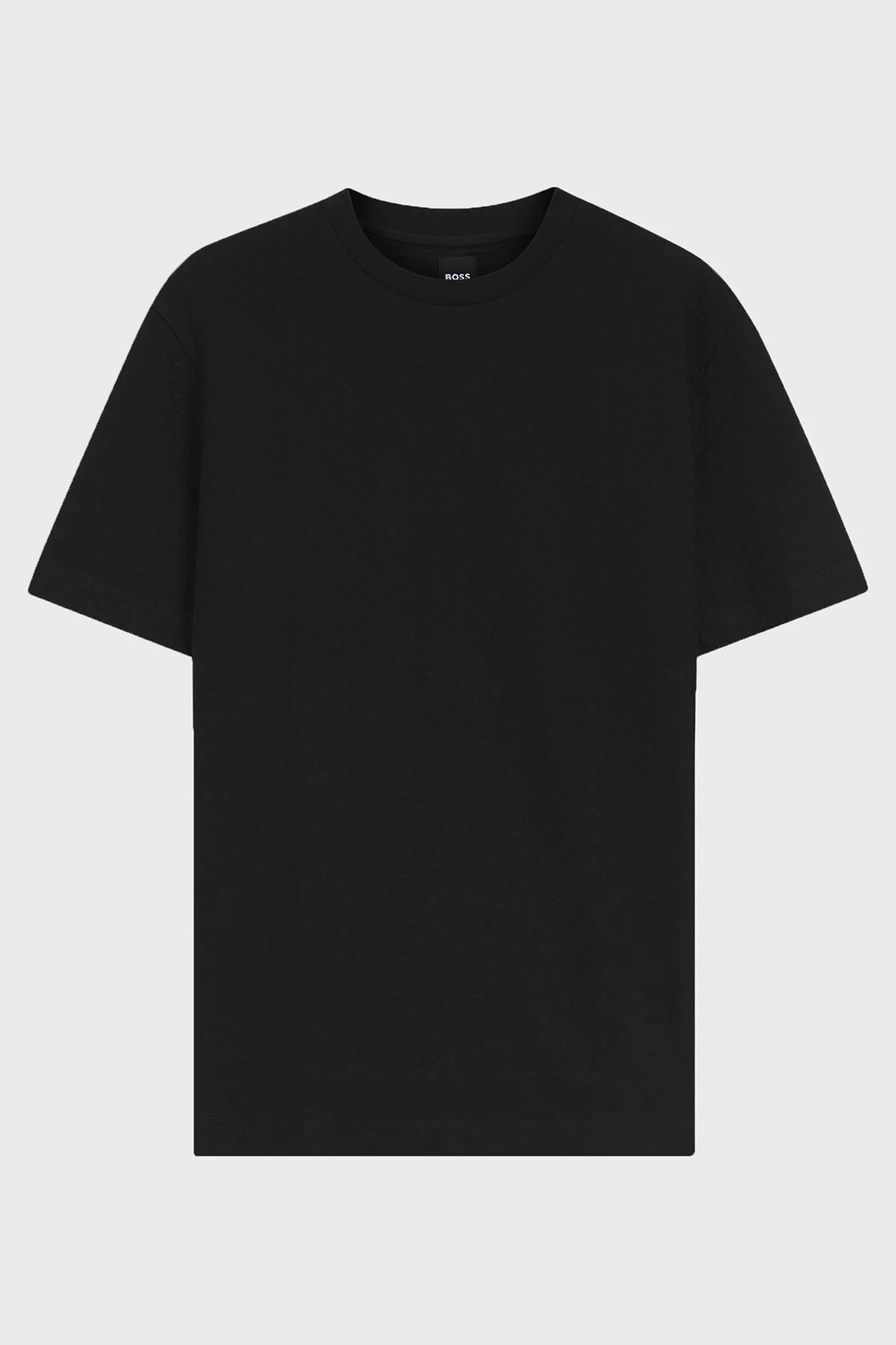 Boss Monogram Jakarlı % 100 Pamuk Regular Fit Bisiklet Yaka Erkek T Shirt 50557395 001 SİYAH - 5