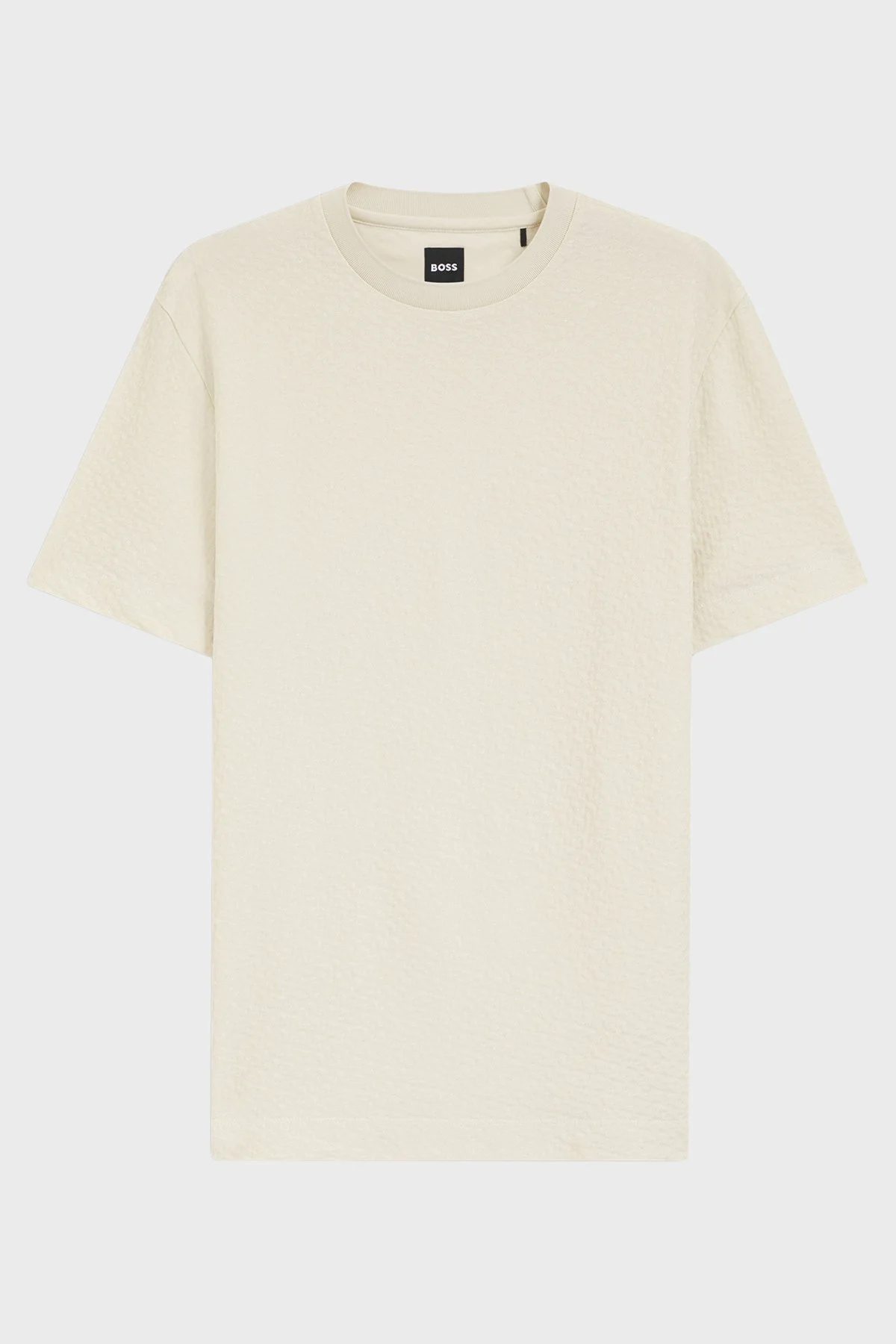 Boss Monogram Jakarlı % 100 Pamuk Regular Fit Bisiklet Yaka Erkek T Shirt 50557395 131 BEJ - 5