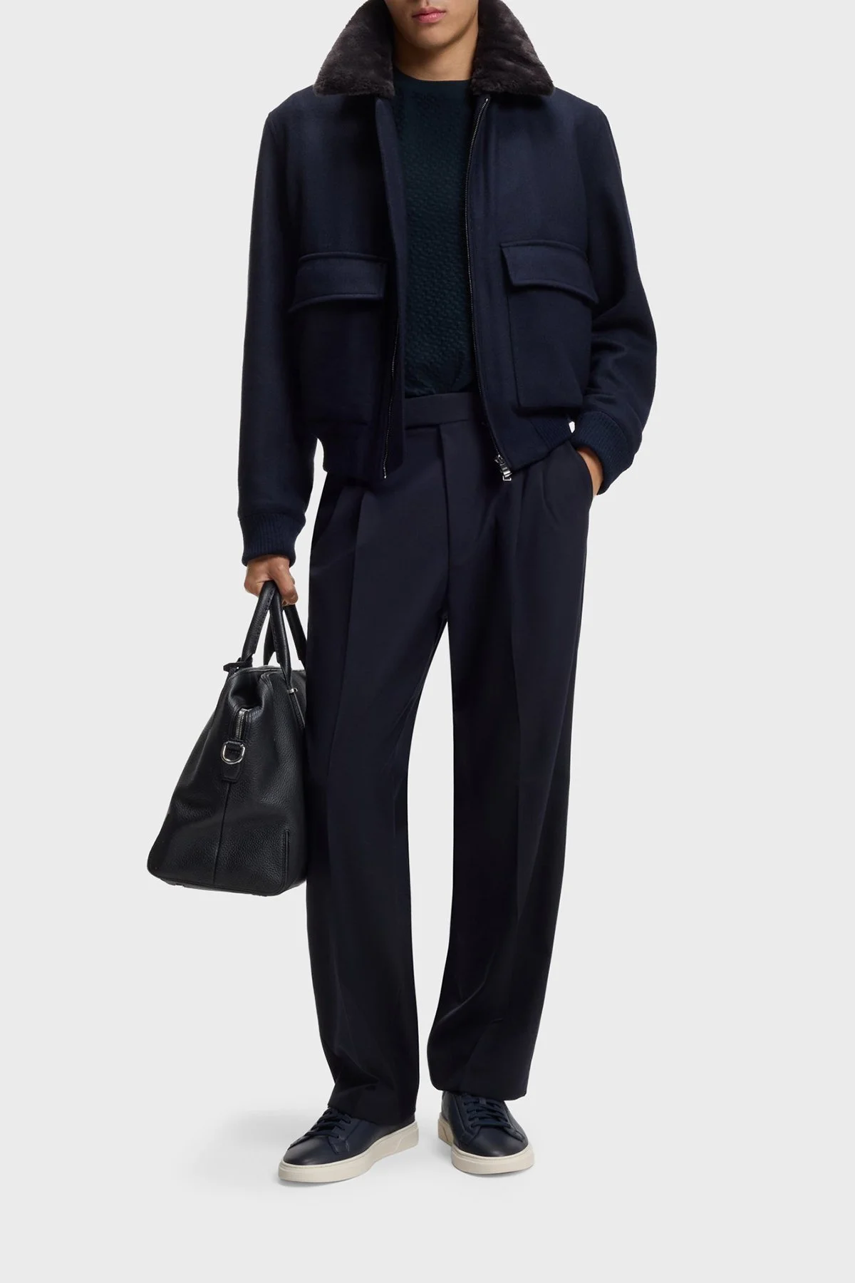 Boss Monogram Jakarlı % 100 Pamuk Regular Fit Bisiklet Yaka Erkek T Shirt 50557395 404 LACİVERT - 2