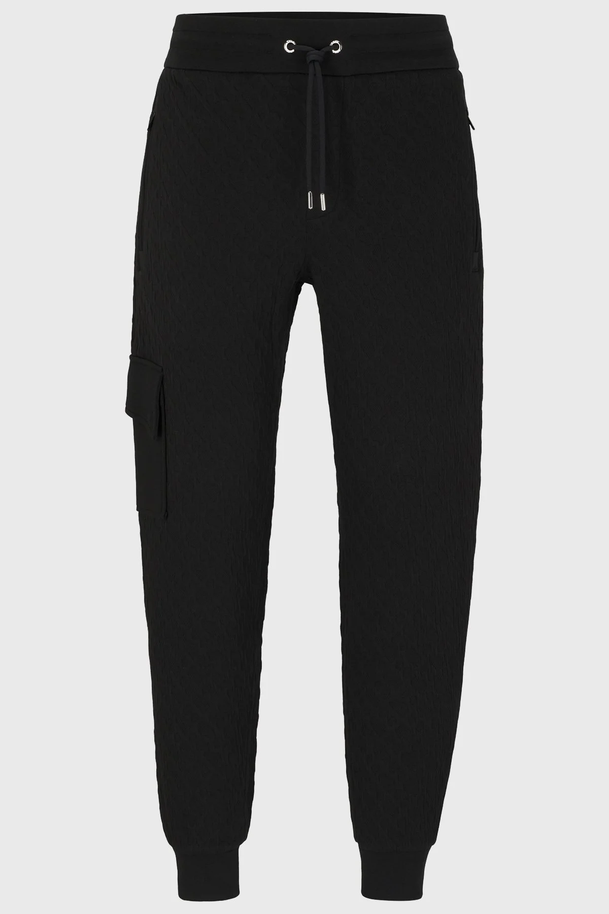 Boss Monogram Jakarlı Belden Bağlamalı Pamuklu Oversize Spor Erkek Pantolon 50498852 001 SİYAH - 5