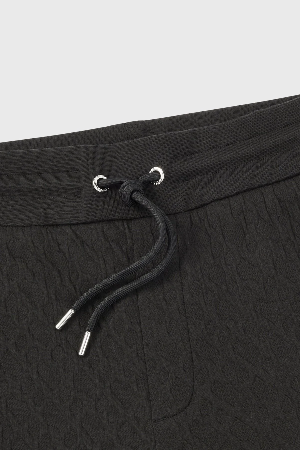 Boss Monogram Jakarlı Belden Bağlamalı Pamuklu Oversize Spor Erkek Pantolon 50498852 001 SİYAH - 6