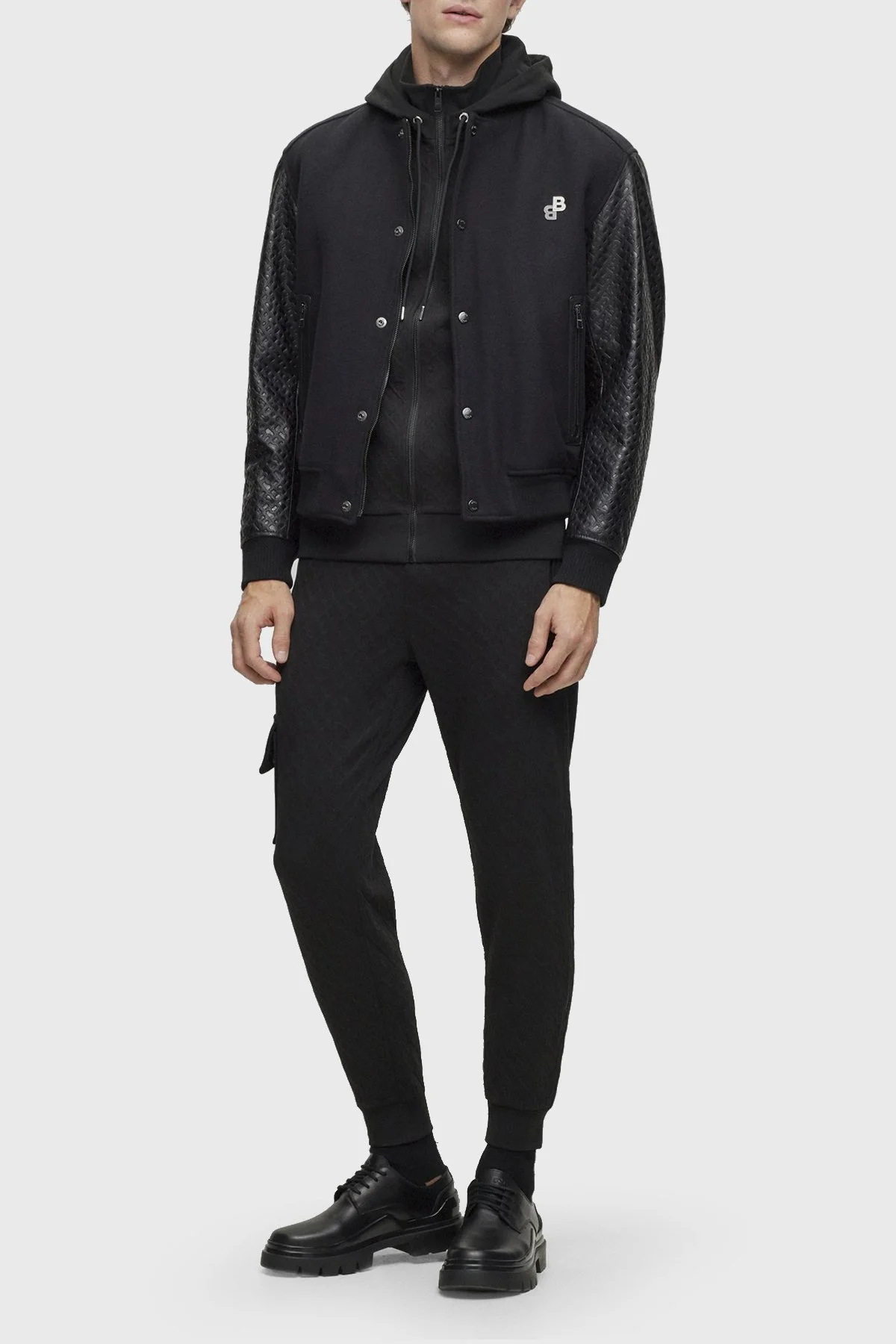 Boss Monogram Jakarlı Belden Bağlamalı Pamuklu Oversize Spor Erkek Pantolon 50498852 001 SİYAH - 3
