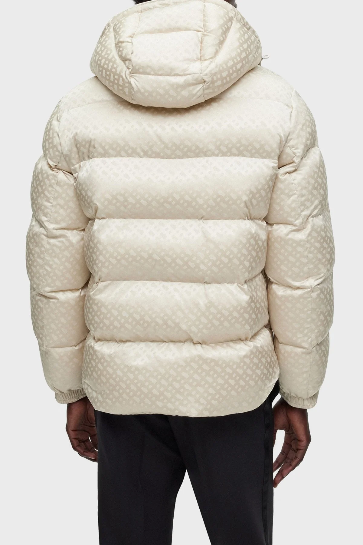 Boss Monogram Jakarlı Çıkarılabilir Kapüşonlu Su İtici Comfort Fit Erkek Mont 50499813 131 EKRU - 3