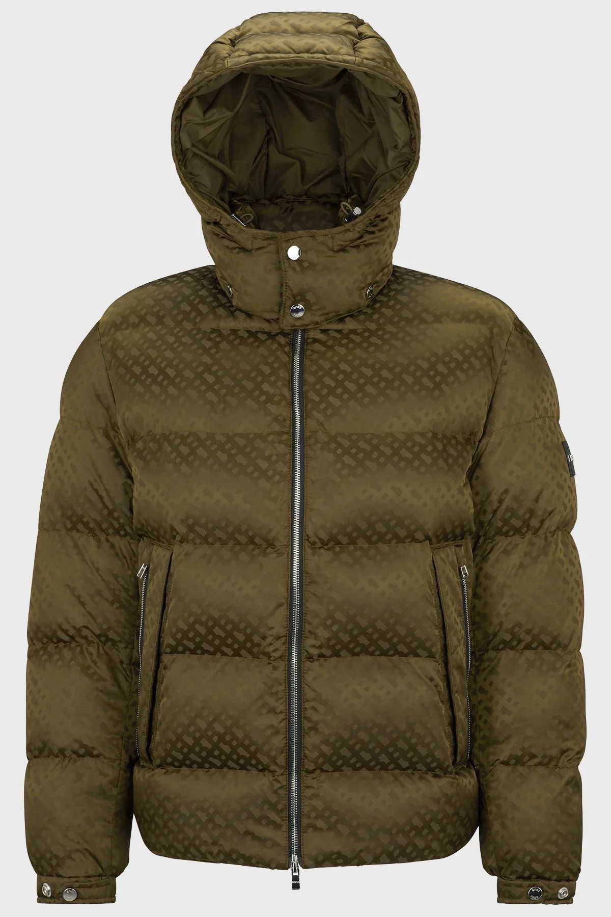 Boss Monogram Jakarlı Çıkarılabilir Kapüşonlu Su İtici Comfort Fit Erkek Mont 50499813 361 KAHVE - 5