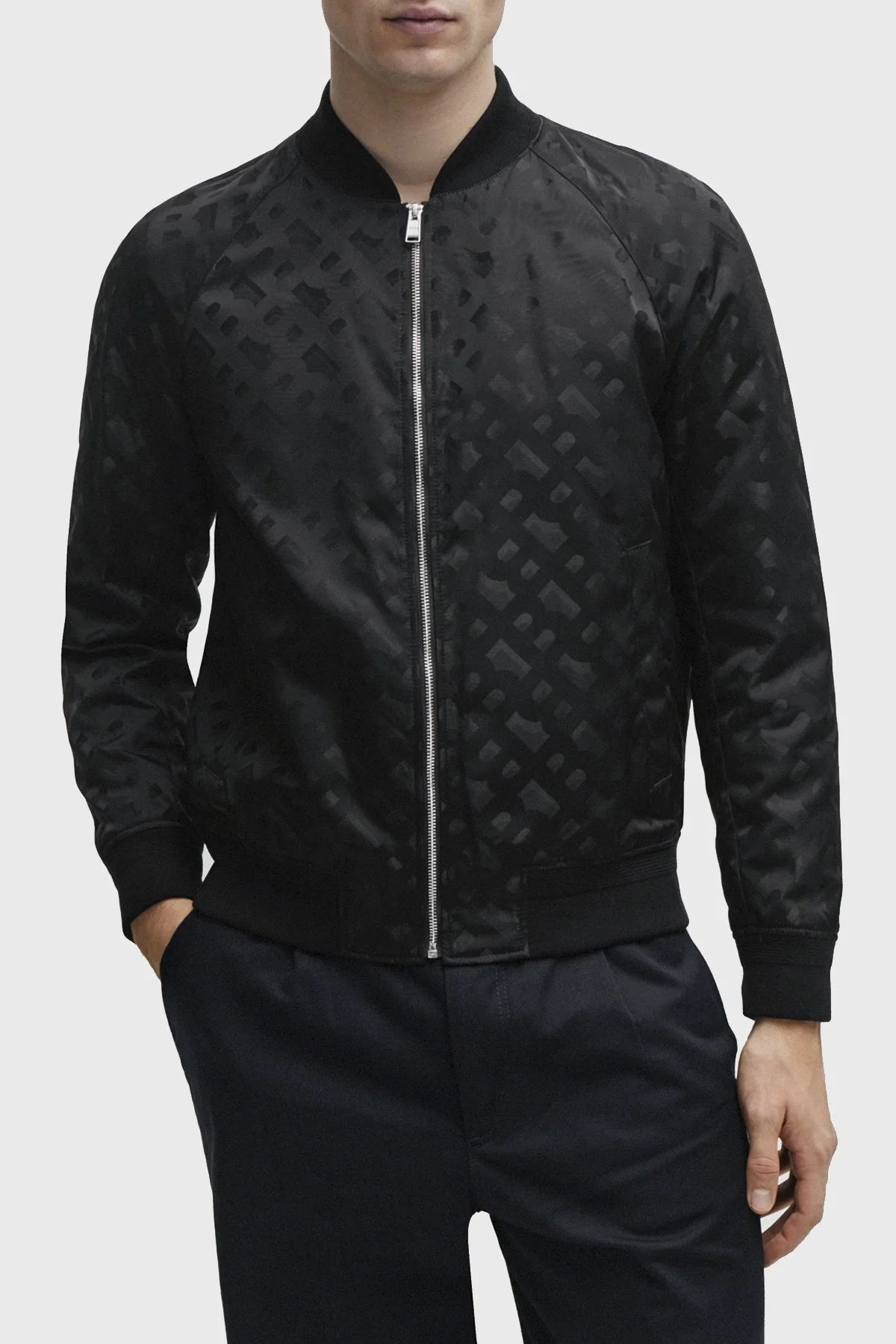 Boss Monogram Jakarlı Regular Fit Erkek Ceket 50505648 001 SİYAH - 1