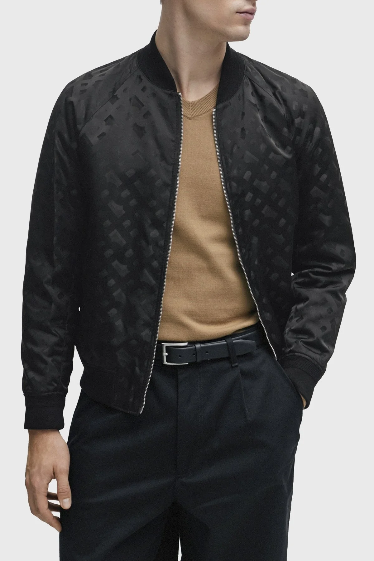 Boss Monogram Jakarlı Regular Fit Erkek Ceket 50505648 001 SİYAH - 4