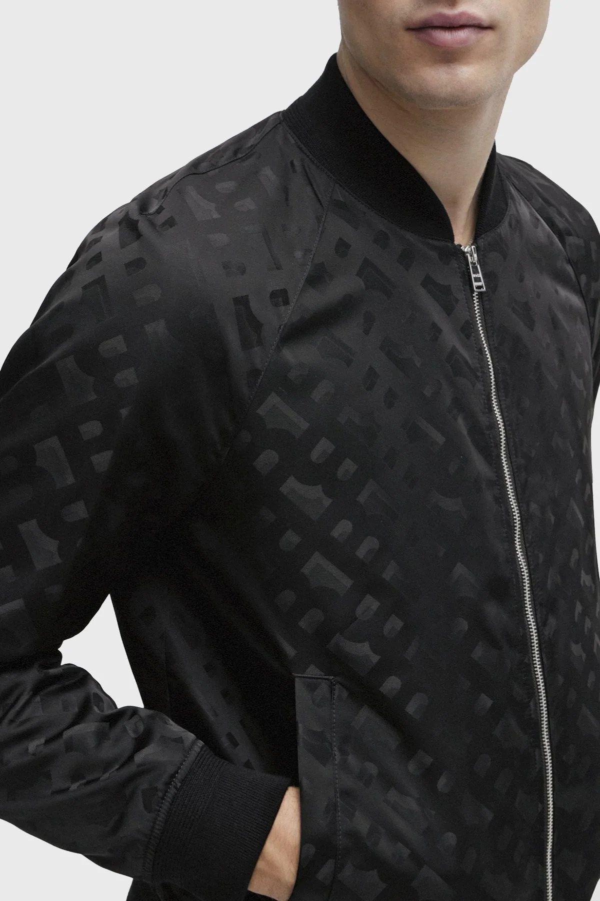 Boss Monogram Jakarlı Regular Fit Erkek Ceket 50505648 001 SİYAH - 5