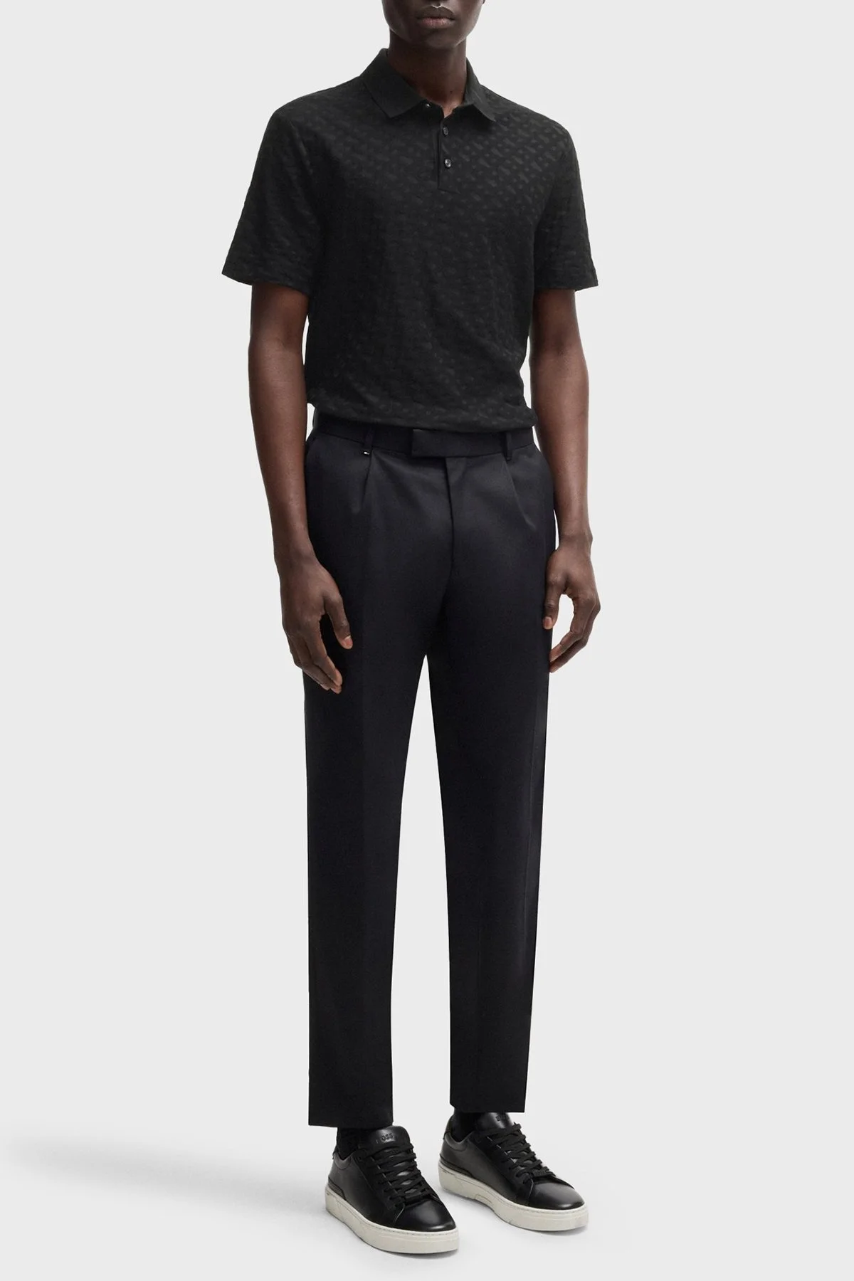 Boss Monogram Logo Baskılı Regular Fit Düğmeli Erkek Polo Yaka T Shirt 50537132 001 SİYAH - 2