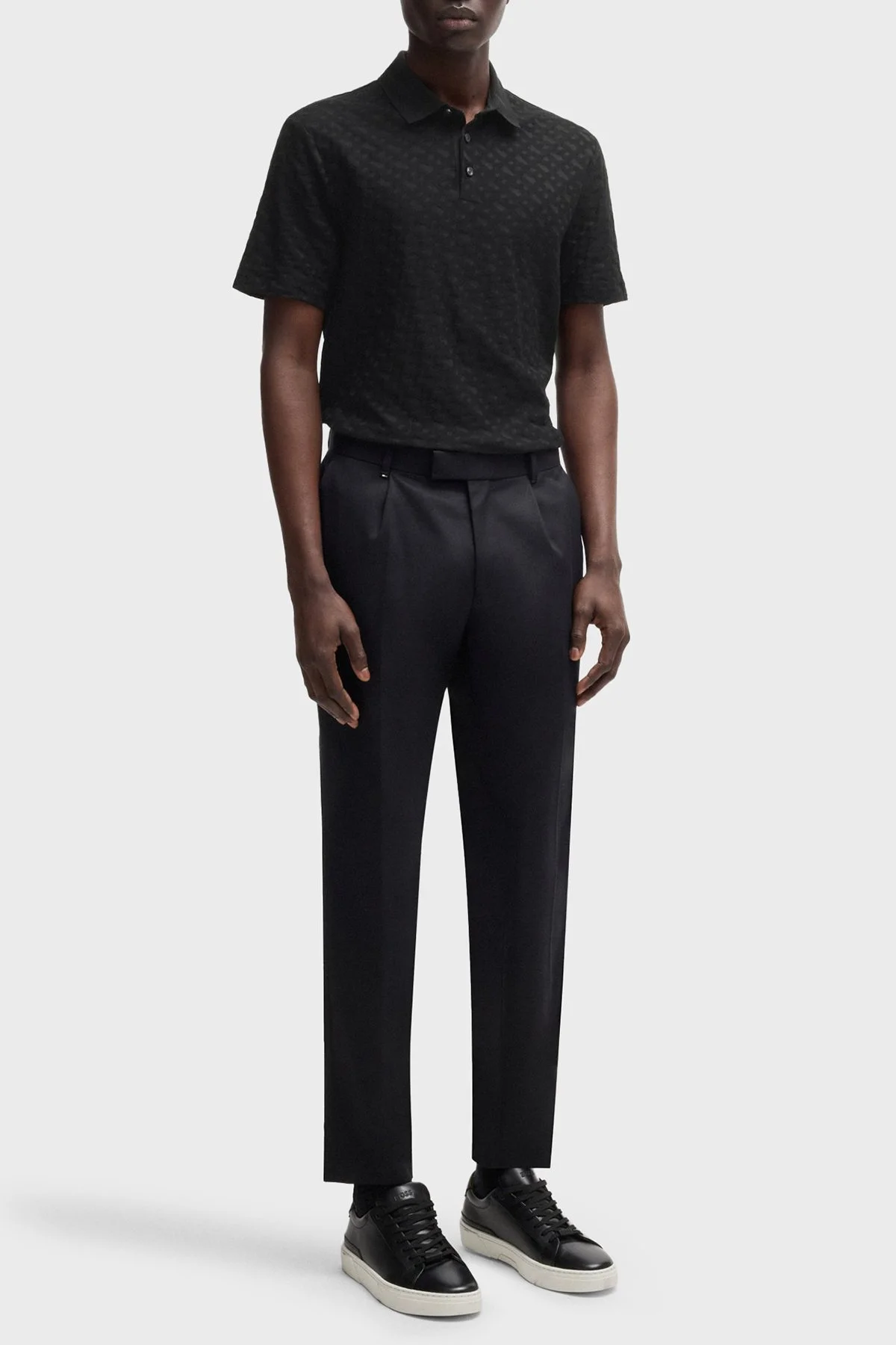 Boss Monogram Logo Baskılı Regular Fit Düğmeli Erkek Polo Yaka T Shirt 50537132 001 SİYAH - 2