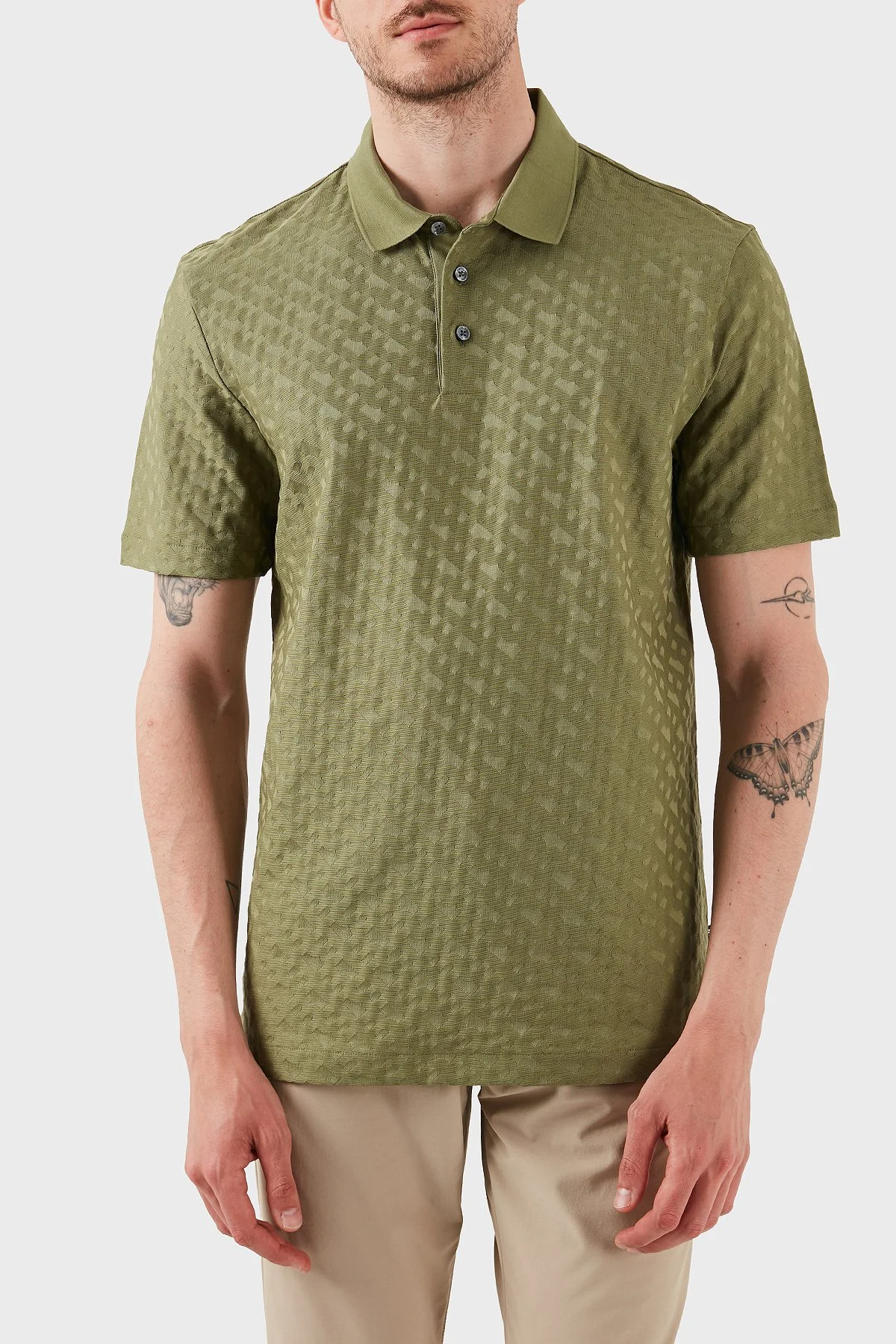 Boss Monogram Logo Baskılı Regular Fit Düğmeli Erkek Polo Yaka T Shirt 50537132 311 AÇIK YEŞİL - 3