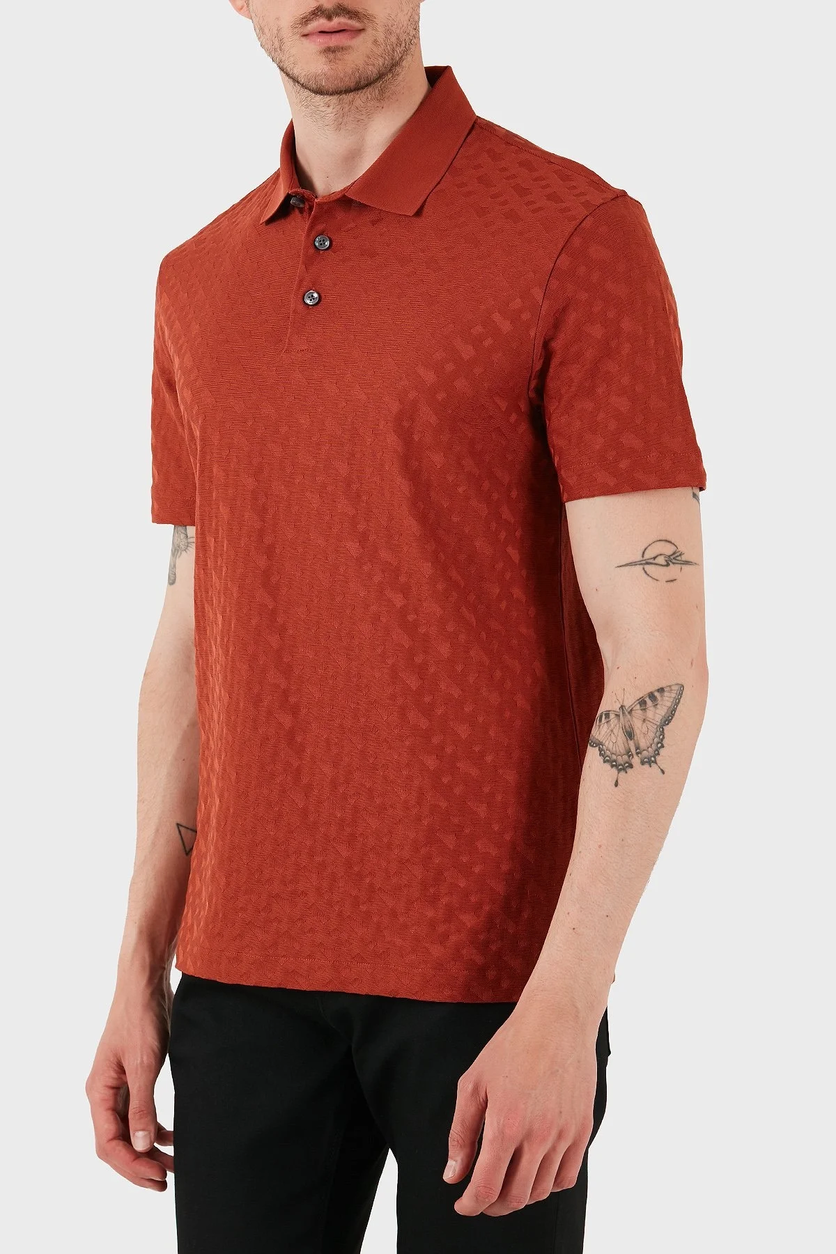 Boss Monogram Logo Baskılı Regular Fit Düğmeli Erkek Polo Yaka T Shirt 50537132 806 KİREMİT - 3