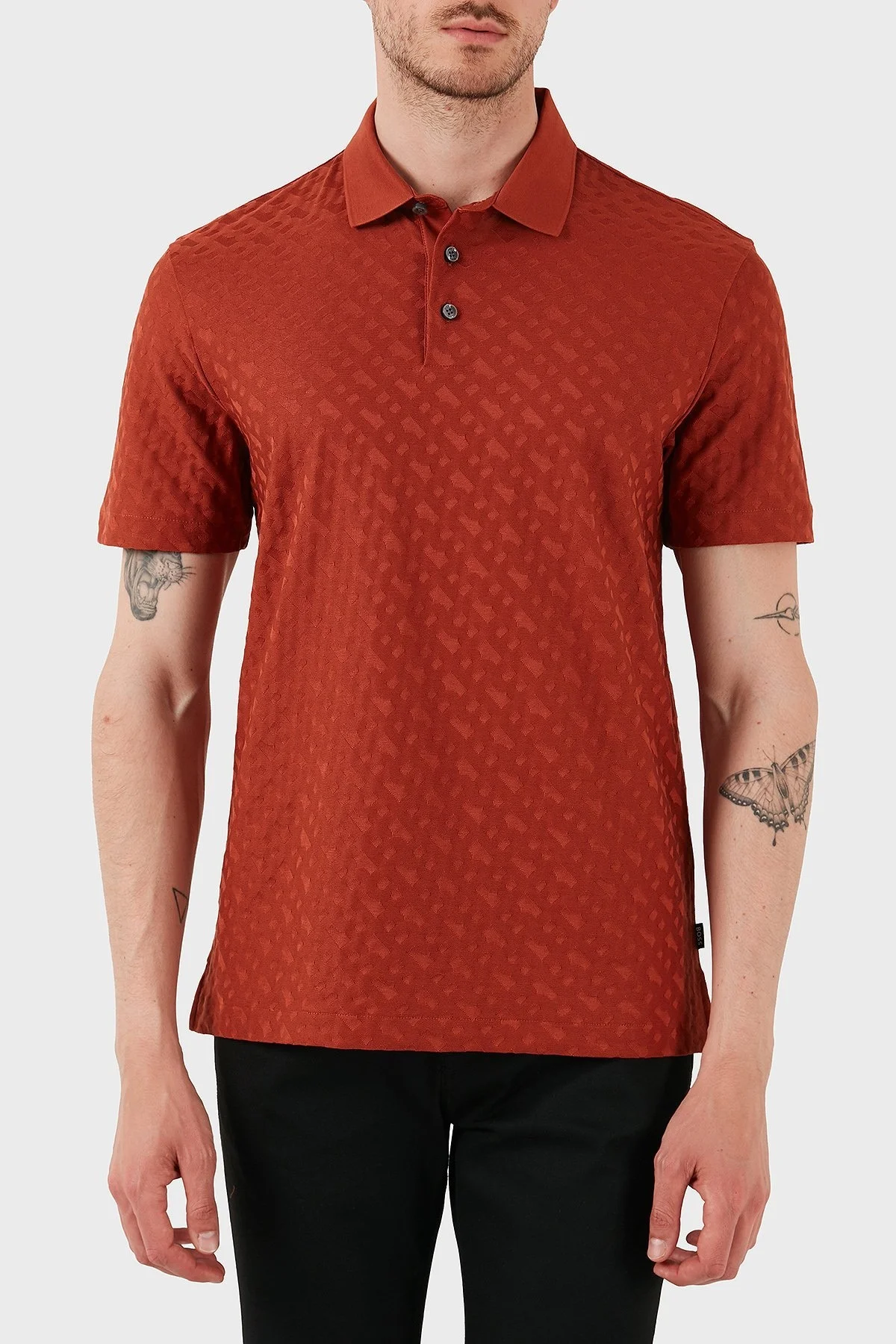 Boss Monogram Logo Baskılı Regular Fit Düğmeli Erkek Polo Yaka T Shirt 50537132 806 KİREMİT - 4