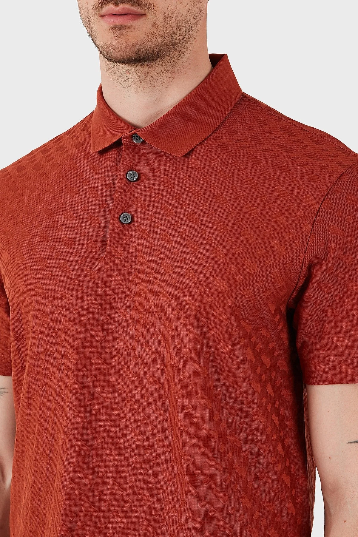 Boss Monogram Logo Baskılı Regular Fit Düğmeli Erkek Polo Yaka T Shirt 50537132 806 KİREMİT - 5