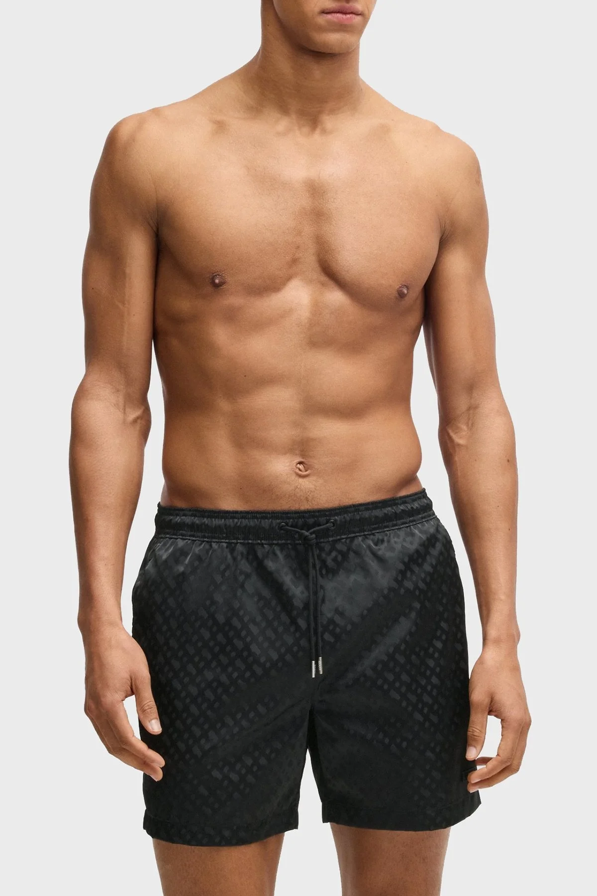 Boss Monogram Logo Baskılı Regular Fit Normal Bel Mayo Erkek Short 50539313 001 SİYAH - 1