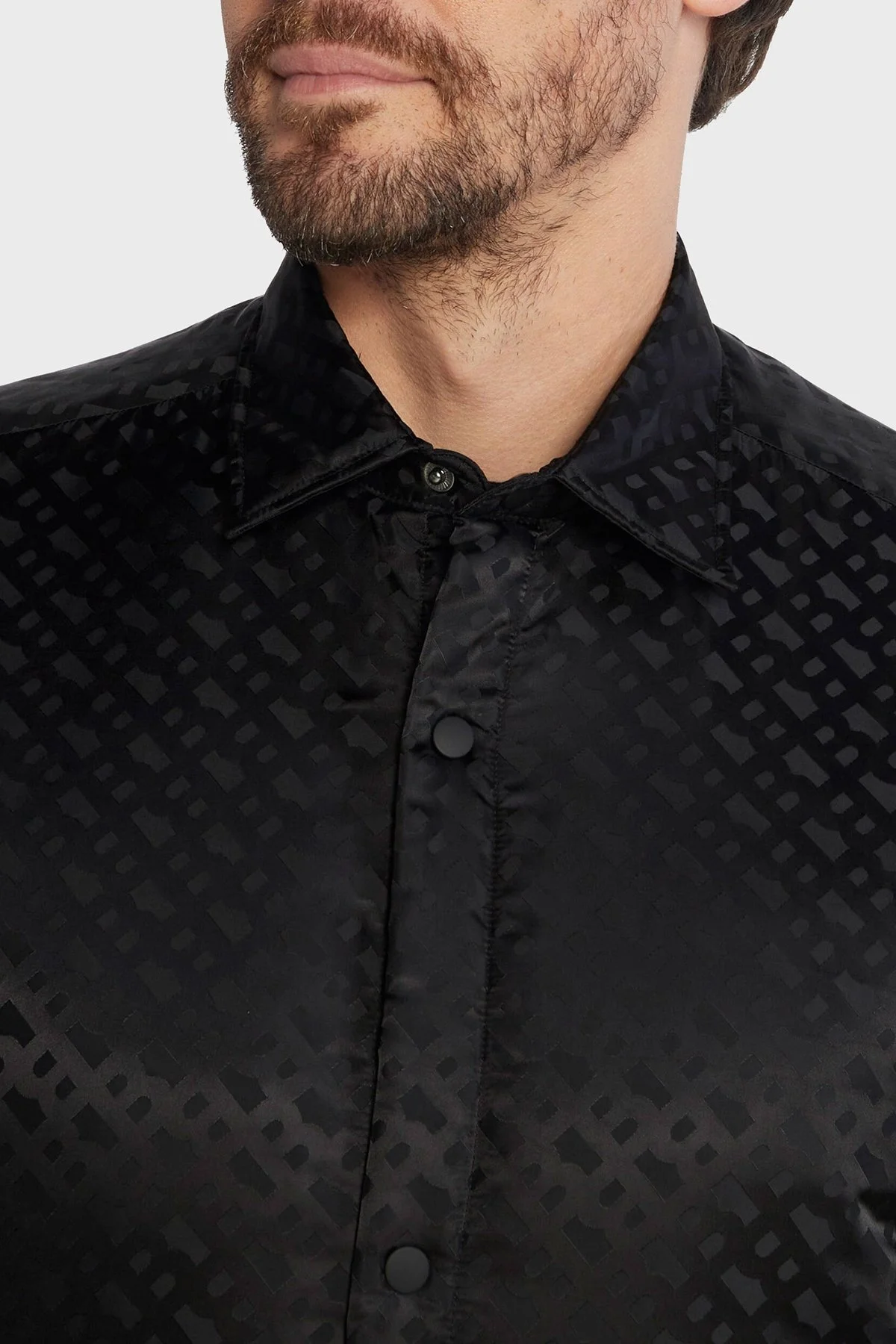 Boss Monogram Logolu Regular Fit Çıtçıt Düğmeli Erkek Gömlek 50503211 001 SİYAH - 3