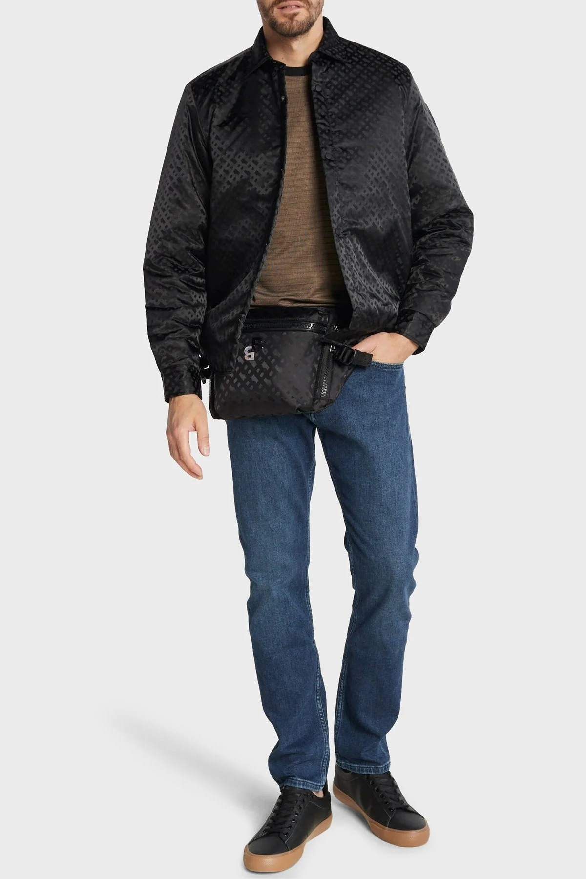 Boss Monogram Logolu Regular Fit Çıtçıt Düğmeli Erkek Gömlek 50503211 001 SİYAH - 5