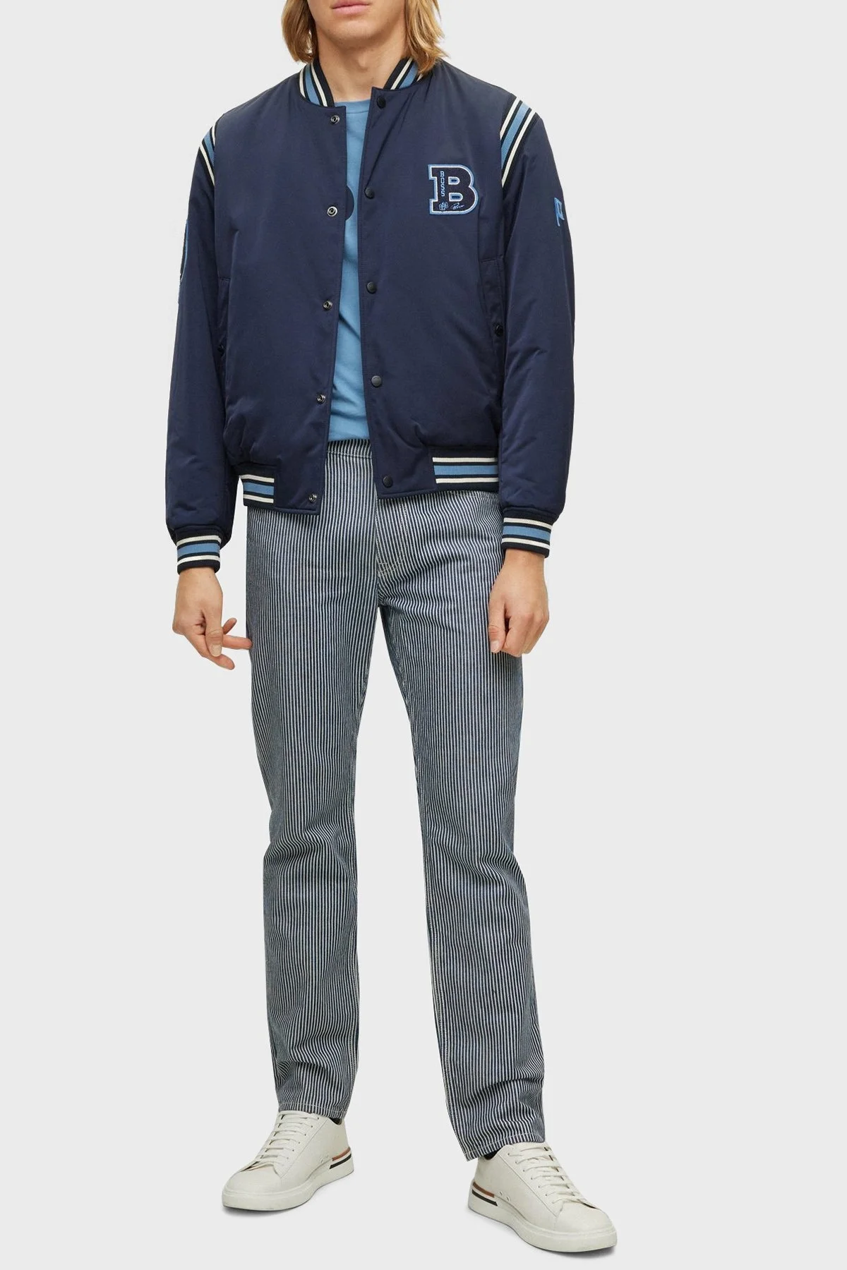 Boss Monogram Logolu Regular Fit Su Geçirmez Saten Spor Erkek Ceket 50481099 404 LACİVERT - 2