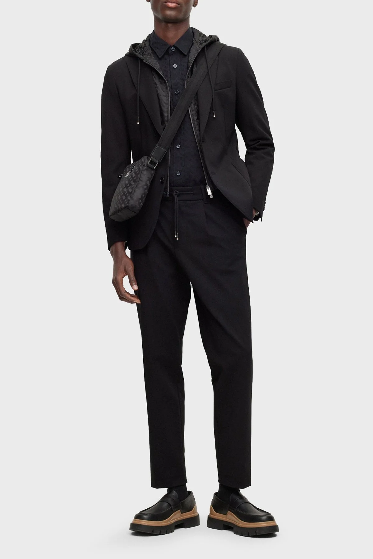 Boss Monogramlı Çıkarılabilir İç Kapüşonlu Slim Fit Erkek Ceket 50497262 001 SİYAH - 3