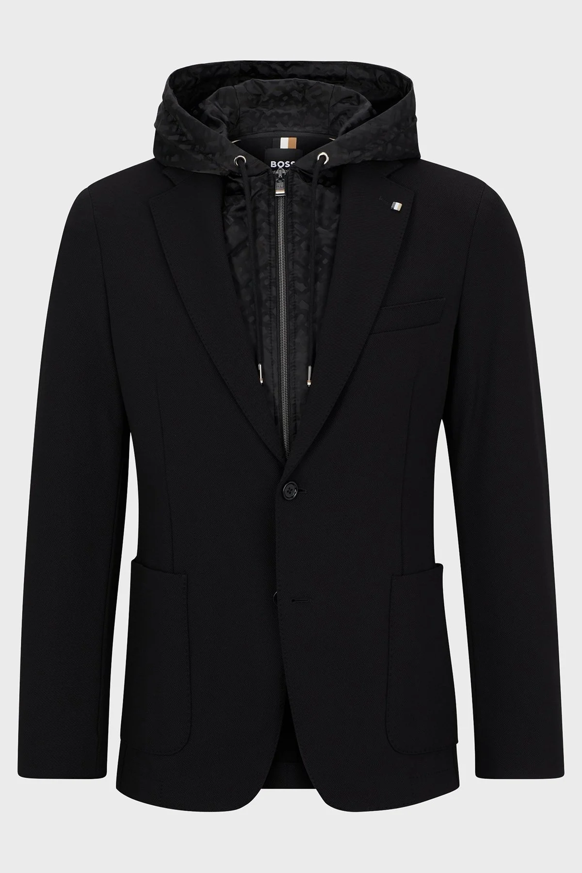 Boss Monogramlı Çıkarılabilir İç Kapüşonlu Slim Fit Erkek Ceket 50497262 001 SİYAH - 6