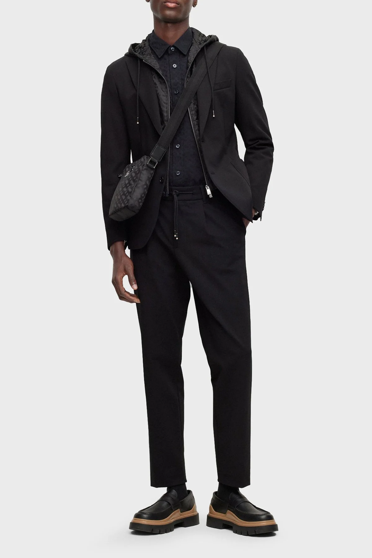 Boss Monogramlı Çıkarılabilir İç Kapüşonlu Slim Fit Erkek Ceket 50497262 001 SİYAH - 3