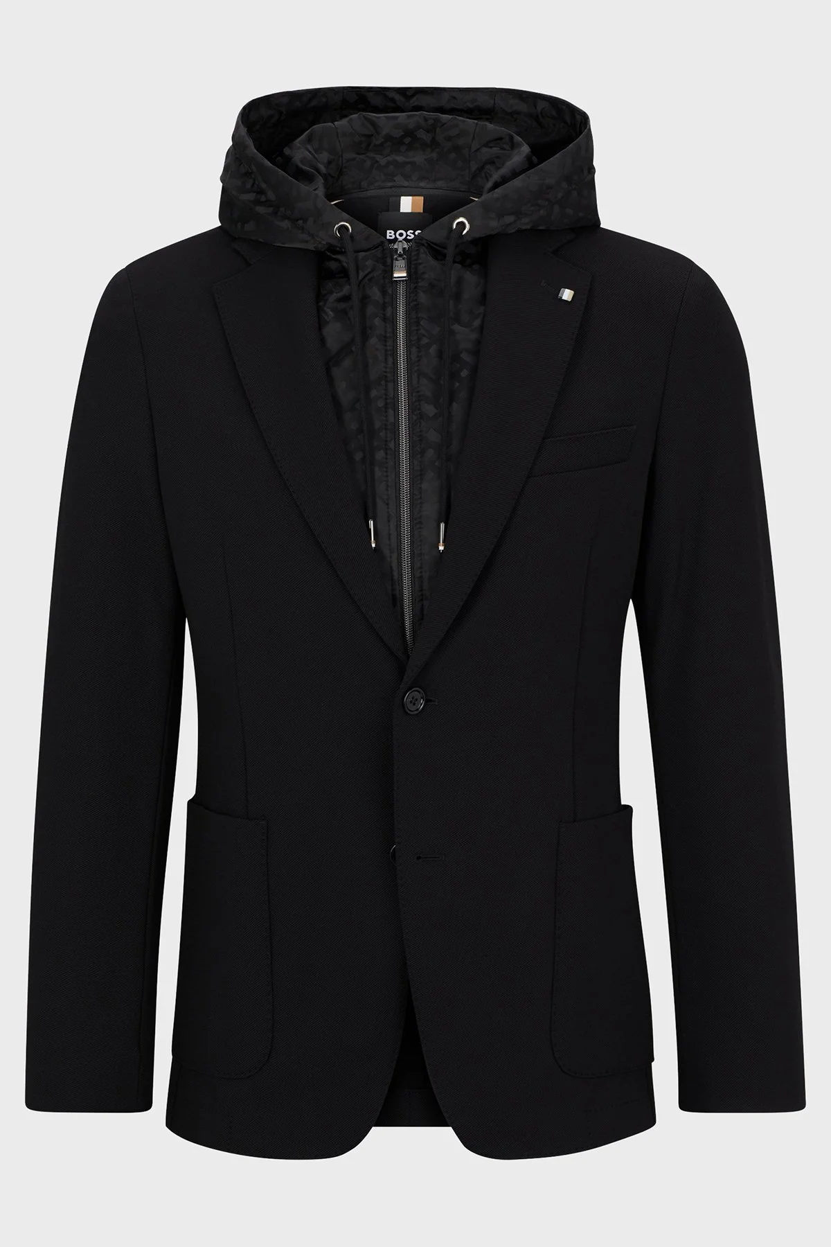 Boss Monogramlı Çıkarılabilir İç Kapüşonlu Slim Fit Erkek Ceket 50497262 001 SİYAH - 6