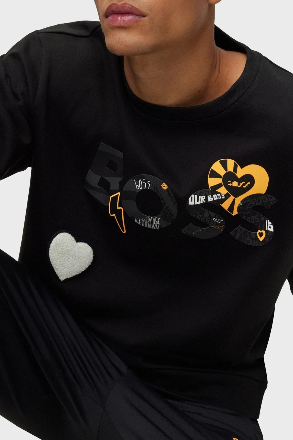 Boss Organik Pamuklu Merserize Relaxed Fit Bisiklet Yaka Erkek Sweat 50476388 001 SİYAH - 4