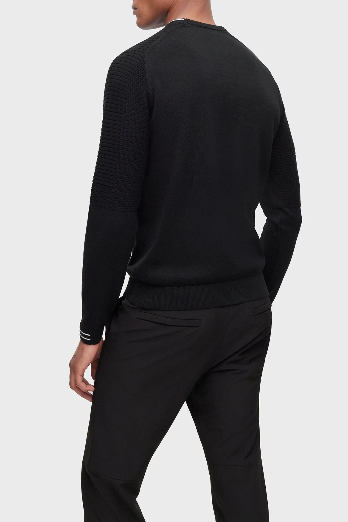 Boss Organik Pamuklu Regular Fit Sıfır Yaka Erkek Kazak 50482411 001 SİYAH - 2